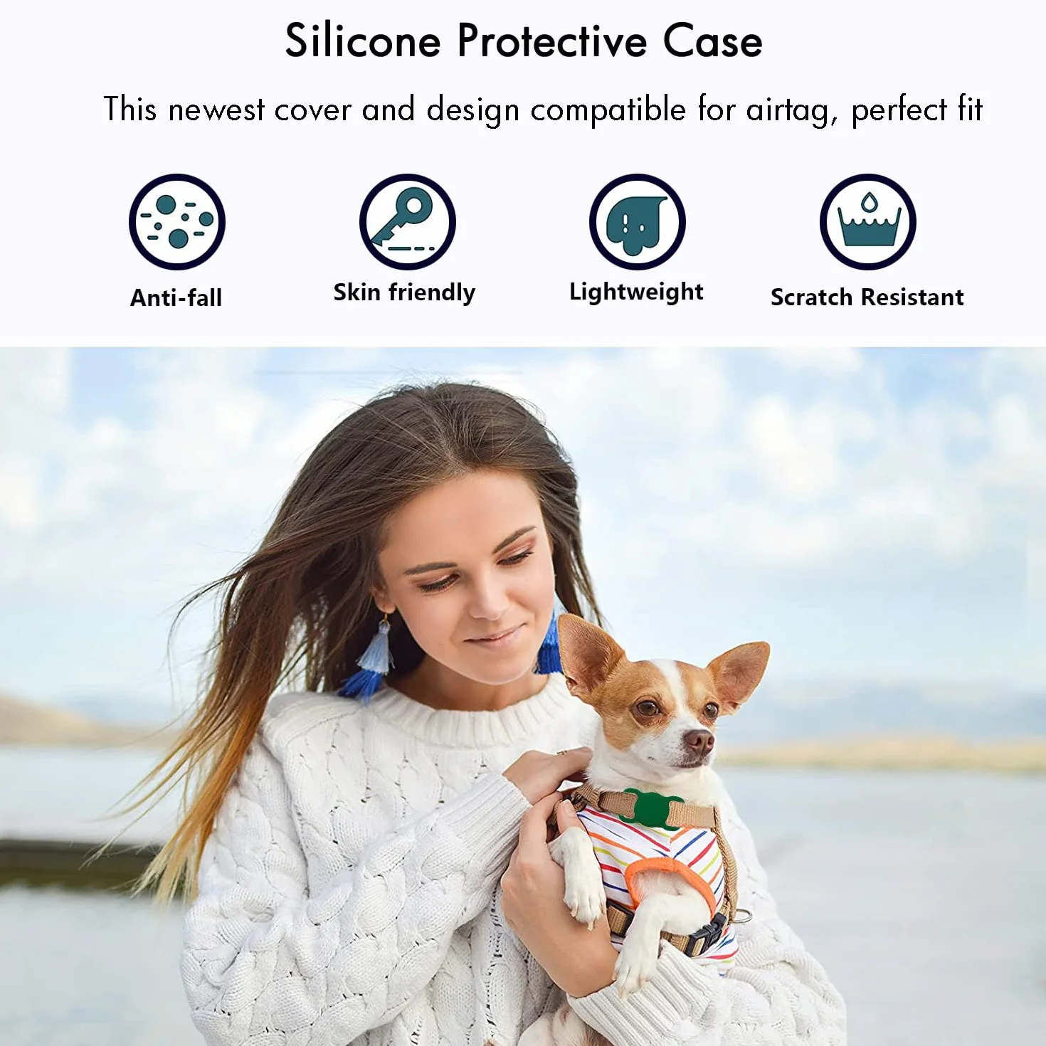 Pet Custodia Protettiva in Silicone per Apple Airtag GPS Finder, Porta Airtag per Apple, per cani e gatti, accessori per animali domestici