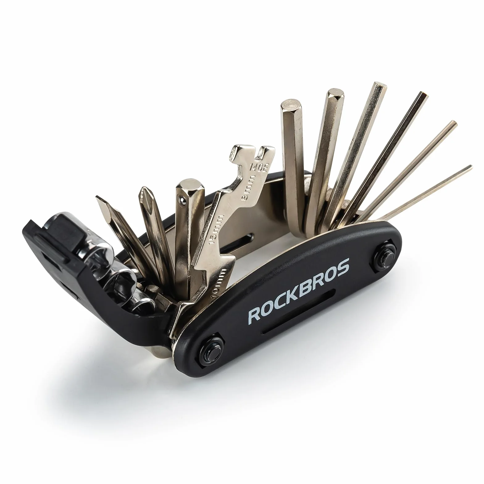 ROCKBROS Kit Riparazioni Attrezzi 16 in 1 per Bicicletta Multiutensili Manutenzione Multifunzionale Pieghevole in Acciaio