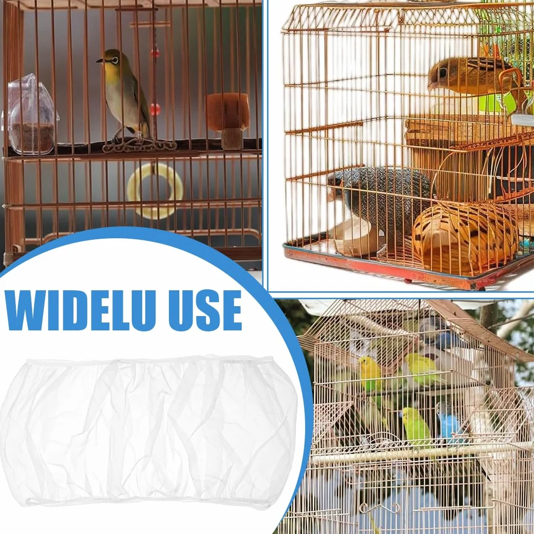 2 Pezzi Universale Copri Gabbia per Uccelli, Bird Cage Seed Catcher per Uccelli Pappagalli, Regolabile 170-200cm, Bianco
