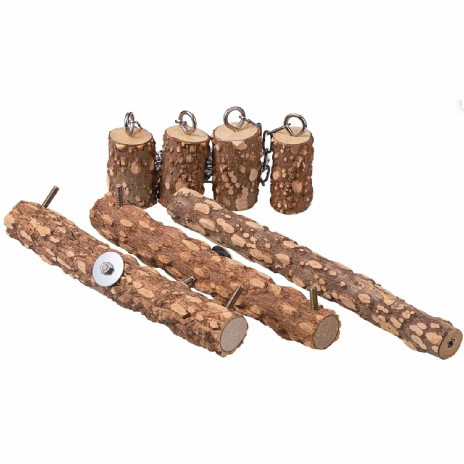 Giocattoli per uccelli posatoio in legno naturale pappagallo altalena da masticare per grigi africani Mini ara