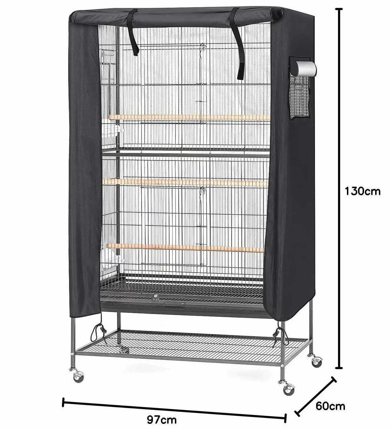 Grande Copertura per Gabbia per Uccelli, Copertura impermeabile per gabbia per pappagalli, copertura notturna antipolvere antipolvere per gabbia per pappagalli, 97 x 60 x 130 cm