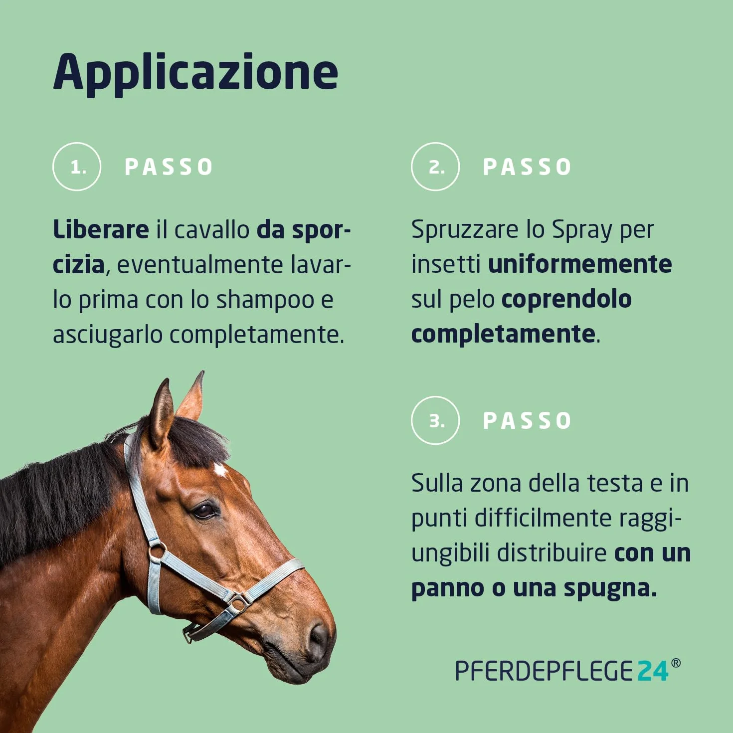PFERDEPFLEGE24 Repellente Insetti Cavallo Spray 1l - Protezione immediata con Aloe Vera - Effetto Lunga Durata contro tafani, zanzare, mosche e zecche