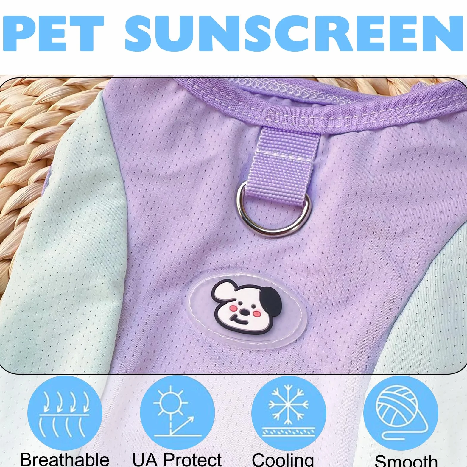 Giubbotto di Raffreddamento per Cani Taglia Media Piccola, Gilet Rinfrescante M Viola Blu, Protezione Solare per Animali Domestici