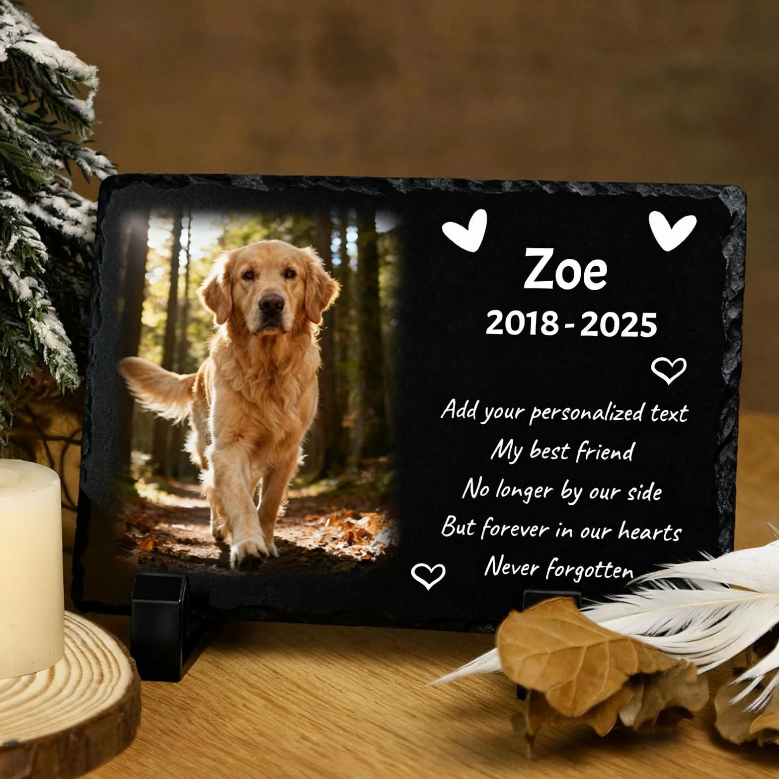 Targa Commemorativa in Ardesia per Cani, Cornice Fotografica Personalizzata, Regalo di Condoglianze
