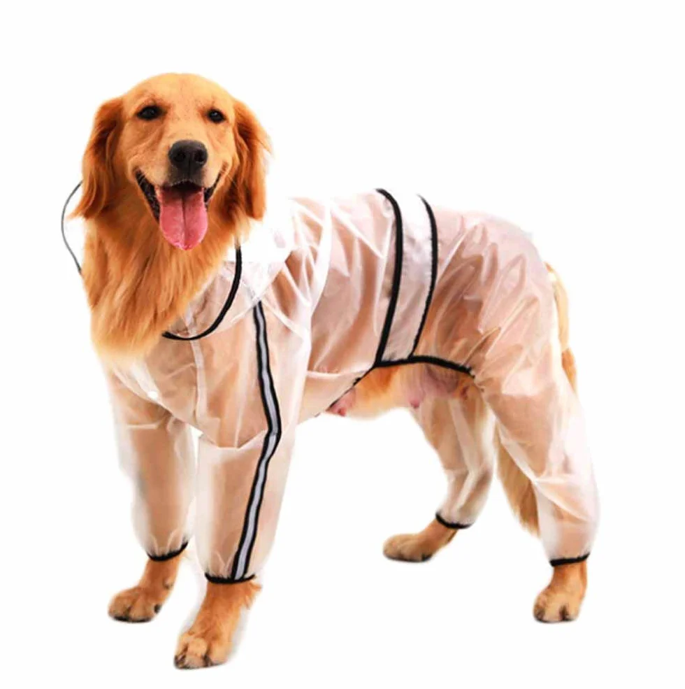 Impermeabile Cappotto Trasparente per Cani di Taglia Piccolo Media e Grande 4 Gambe Antipioggia Giacca Cane Poncho Animali Domestici (7XL)