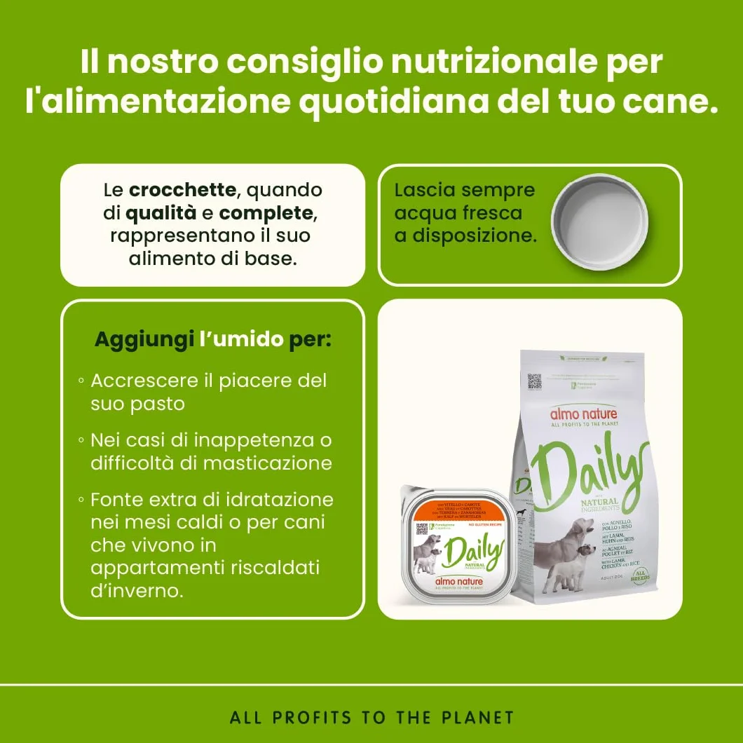 Almo Nature Daily Alimento Umido per Cani Adulti con Vitello e Carote 300g Confezione da 9