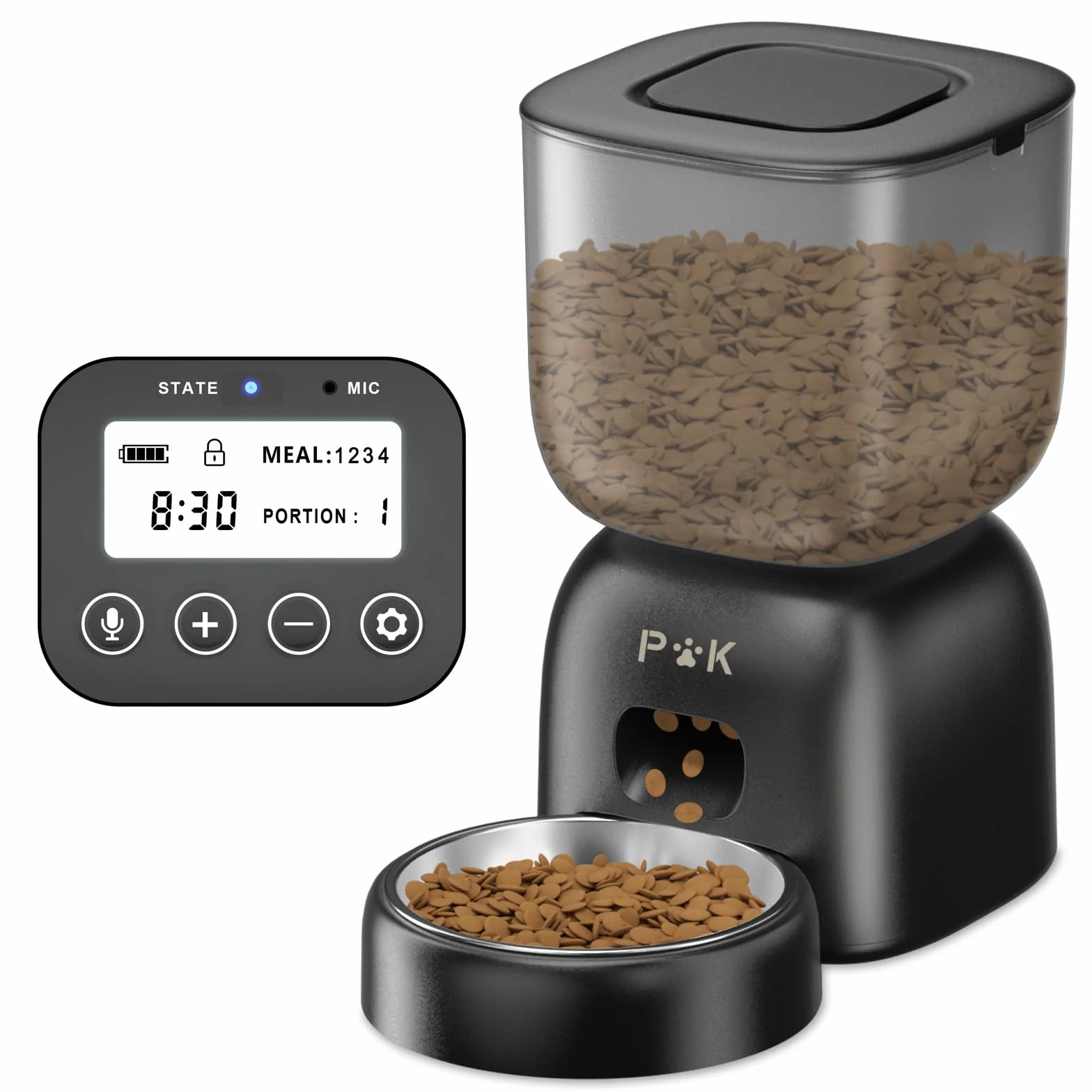 PUPPY KITTY Cady Distributore Automatico Cibo Gatti, 3L Dispenser Cibo Gatti con 10S Registrazion, Durata Della Batteria fino a 180 giorni, Orari di Mangiatoia Personalizzati, 1-4 Pasti al Giorno