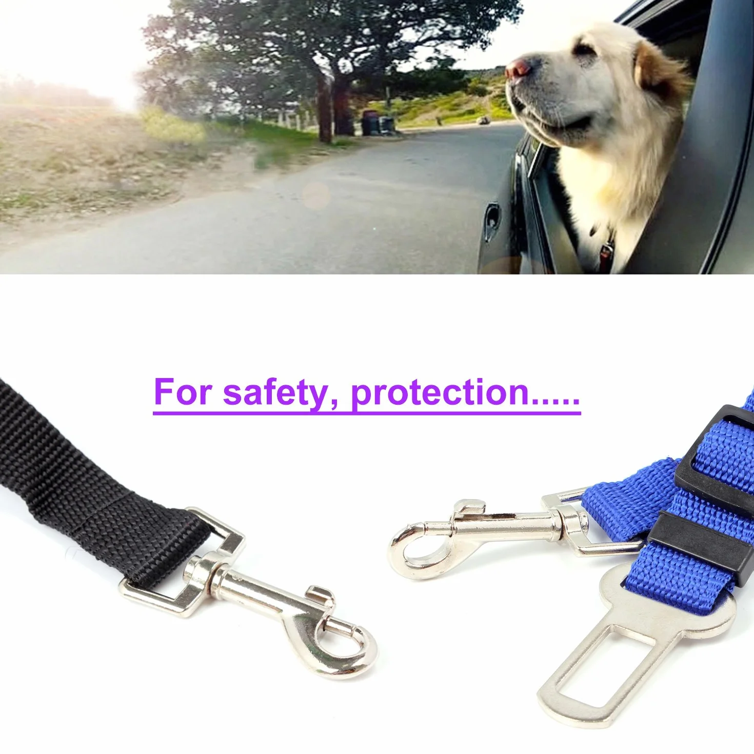 Cani Guinzaglio Cintura di Sicurezza Auto Regolabile Per Cane Nero 65cm