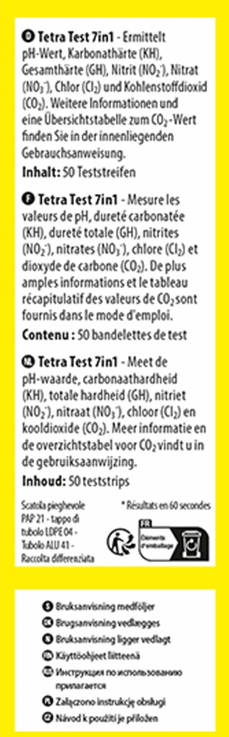 Tetra Test 7in1 - Test dell'acqua per acquari, 50 strisce reattive
