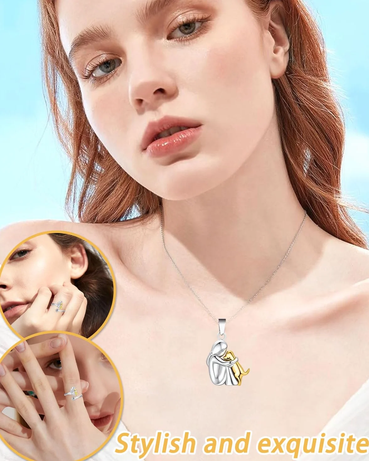 Collana con Cane Argento Sterling 925 Ciondolo Animale Regalo per Ragazze
