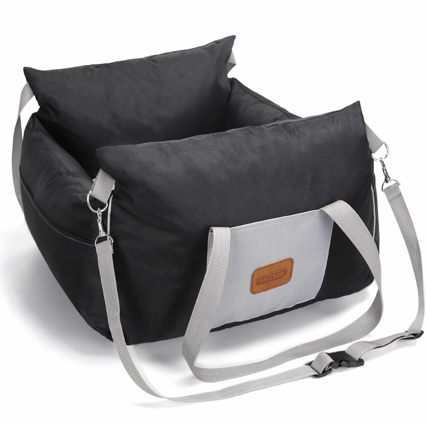 Nobleza Seggiolino Auto per Cani di Piccola Taglia, Seggiolino Rialzato per Cani con Tasche Portaoggetti, Lettino da Viaggio per Animali Domestici Fino a 11kg, Nero, L58×W56×H33cm