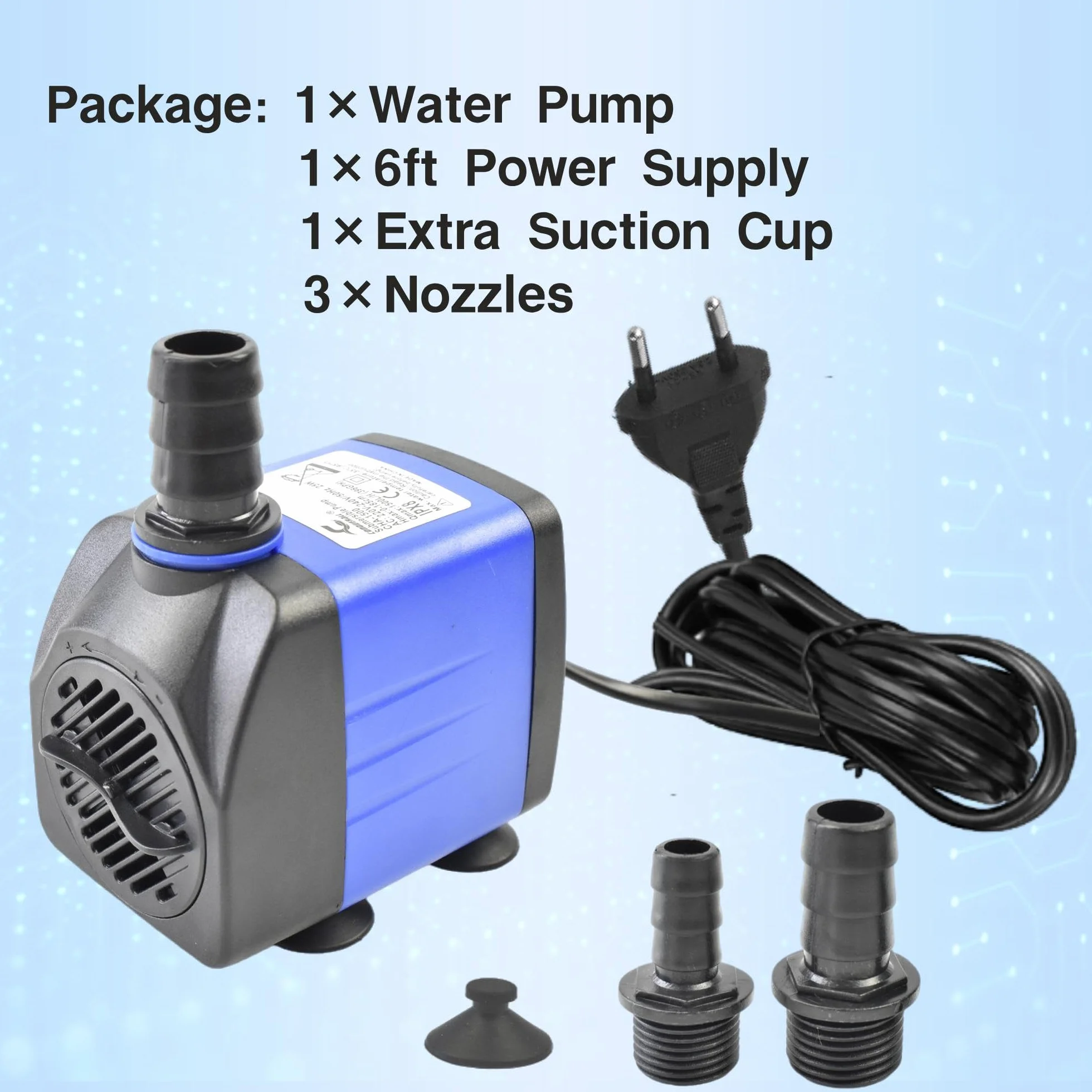 Conquerall 396GPH 1500L/H AC 220V Pompa sommersa 25W Ultra silenziosa per grandi vasche per pesci, cascate, fontane all'aperto e fontane d'acqua per animali domestici