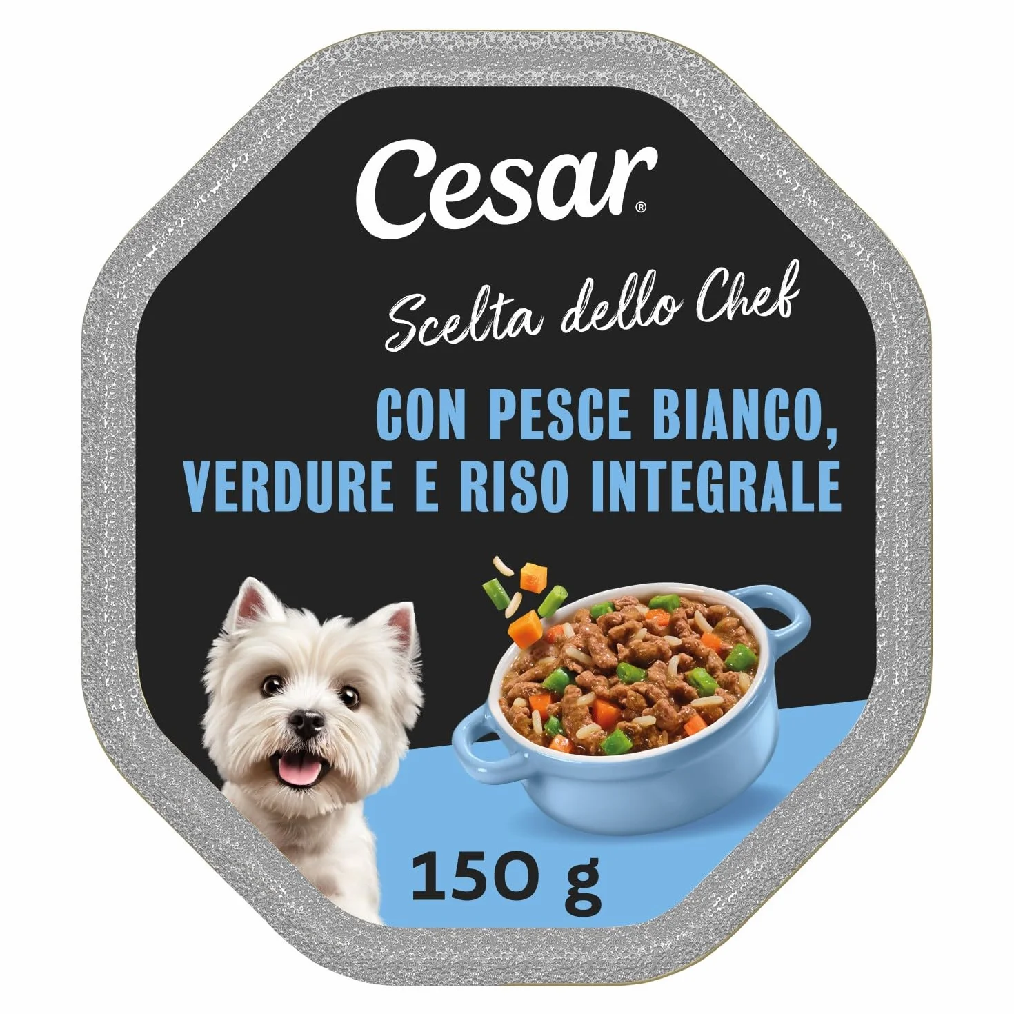 Cesar Scelta Dello Chef Pesce Bianco alla Griglia con Riso Integrale e Verdure, Pesce, Misto, 150 g (Confezione da 14)