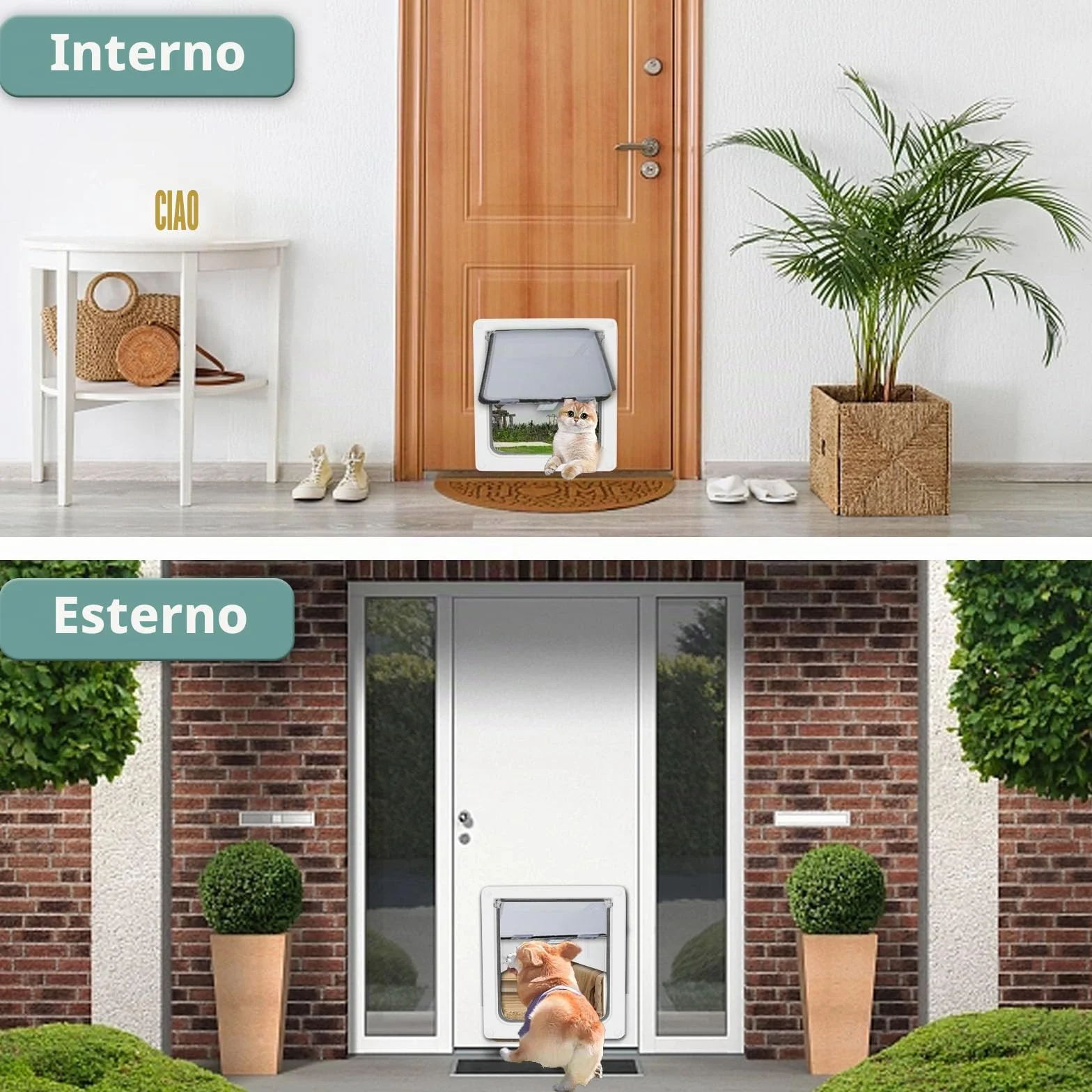 Lessmon Porta per cani grande con pannello di chiusura magnetica 17x14" per cani medio-grandi