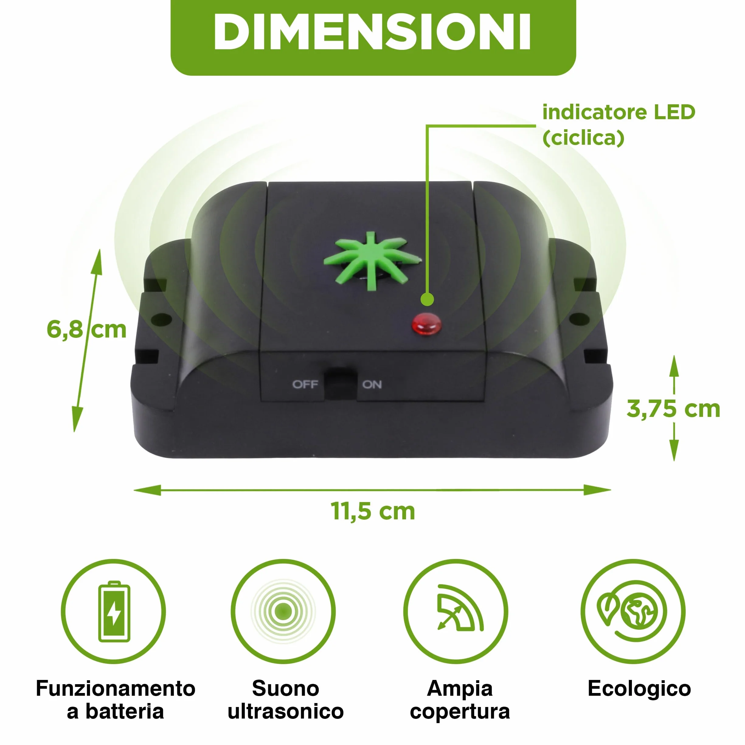 ISOTRONIC repellente animali ultrasuoni gatti cani dissuasore fienile giardino auto garage batteria raggio 40m² 3 pezzi efficace esterno interno protezione difesa mobile impermeabile stop parassiti
