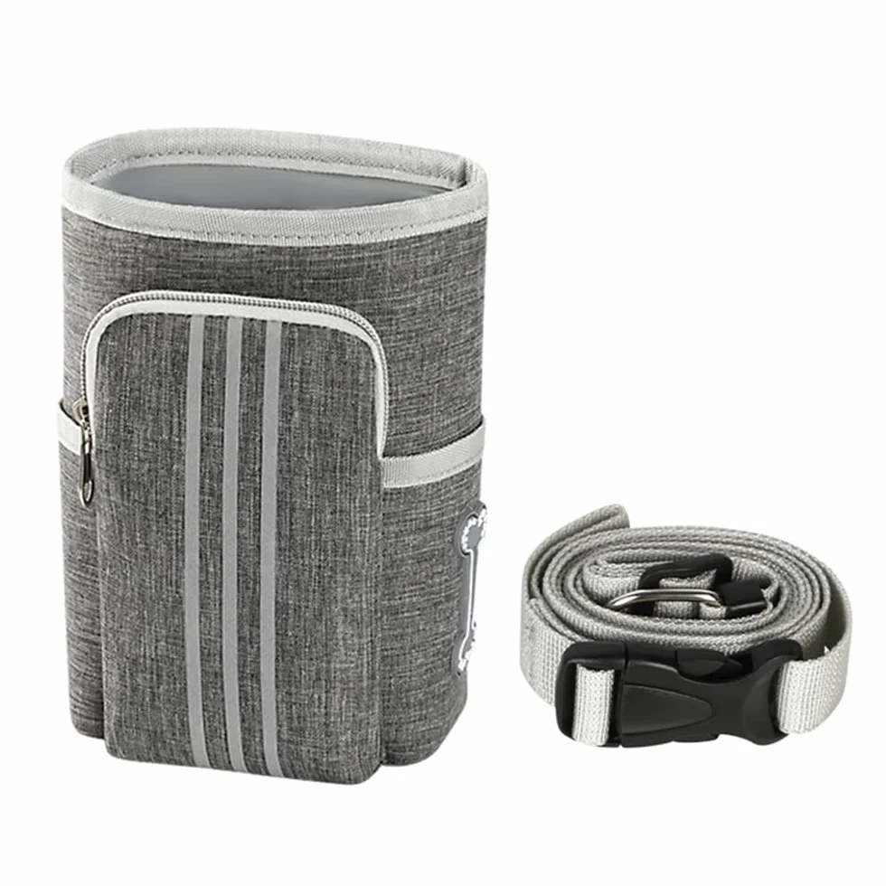 Sacca per Cani Portatile, con Ventosa Magnetica per Cani, per Snack, per Cani e addestramento, con Dispenser per Sacchetti, da Appendere (Grigio)