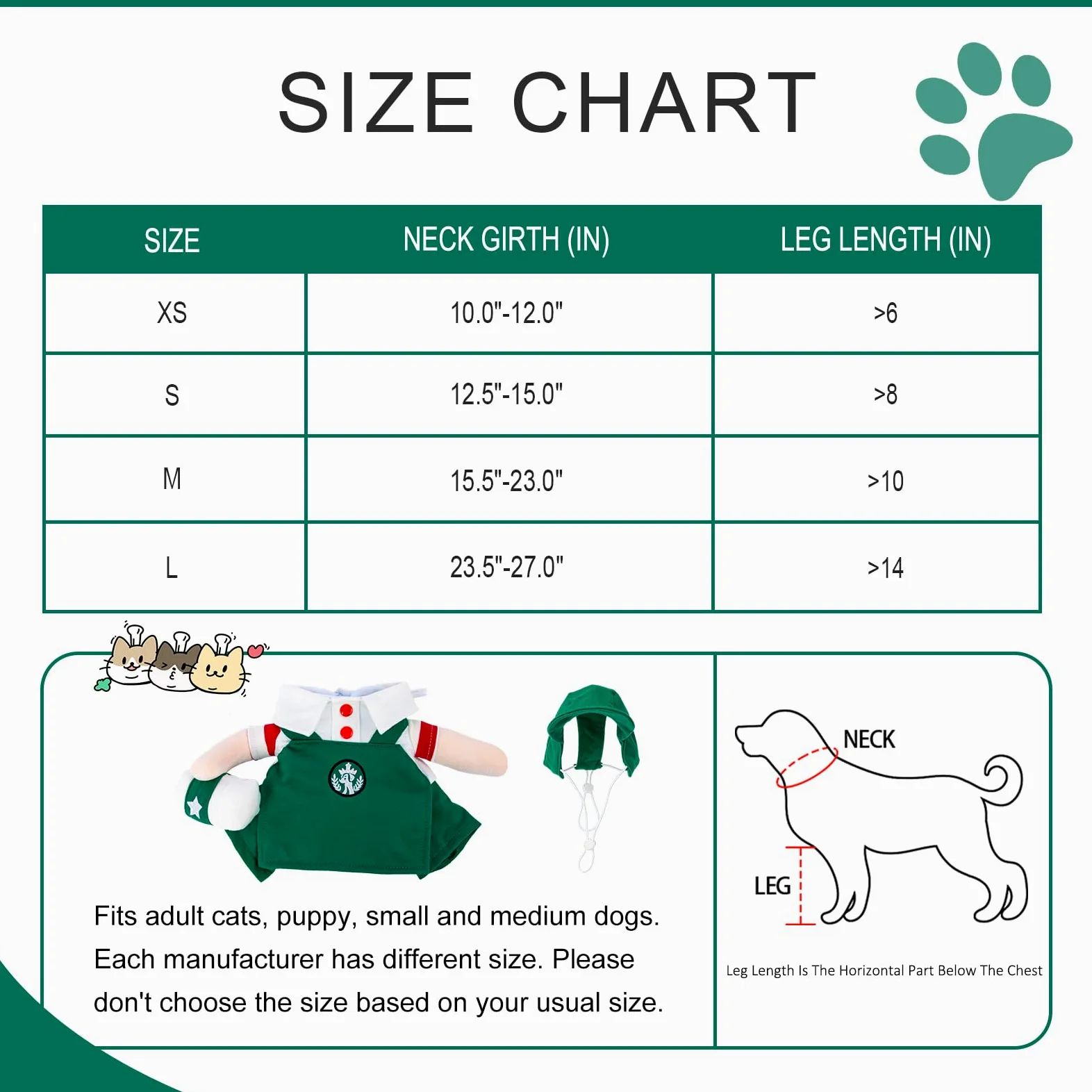 DELIFUR Costume per cani di piccola taglia, per Halloween, da caffetteria, taglia S