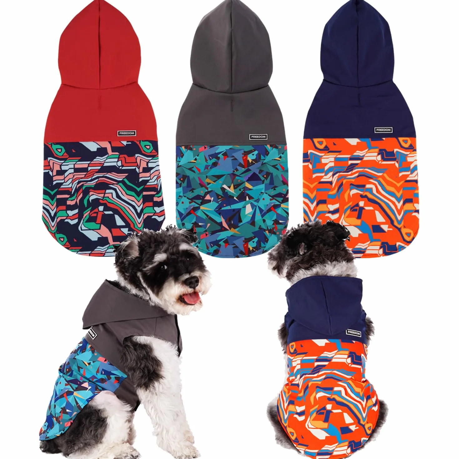 BPS - Impermeabili per cani di taglia piccola, media e grande, con cappuccio e tasca, in 100% poliestere (XL, Blu decorativo) BPS-16176AZ