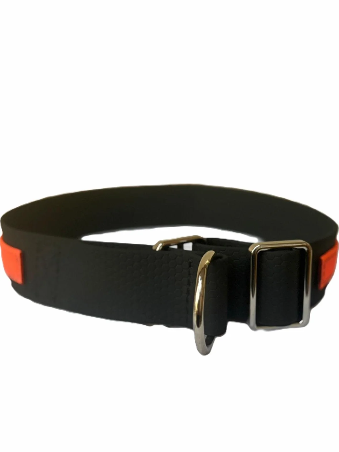 Collare a scorrimento limitato BIOTHANE-HEXA NERO-ARANCIO FLUO L