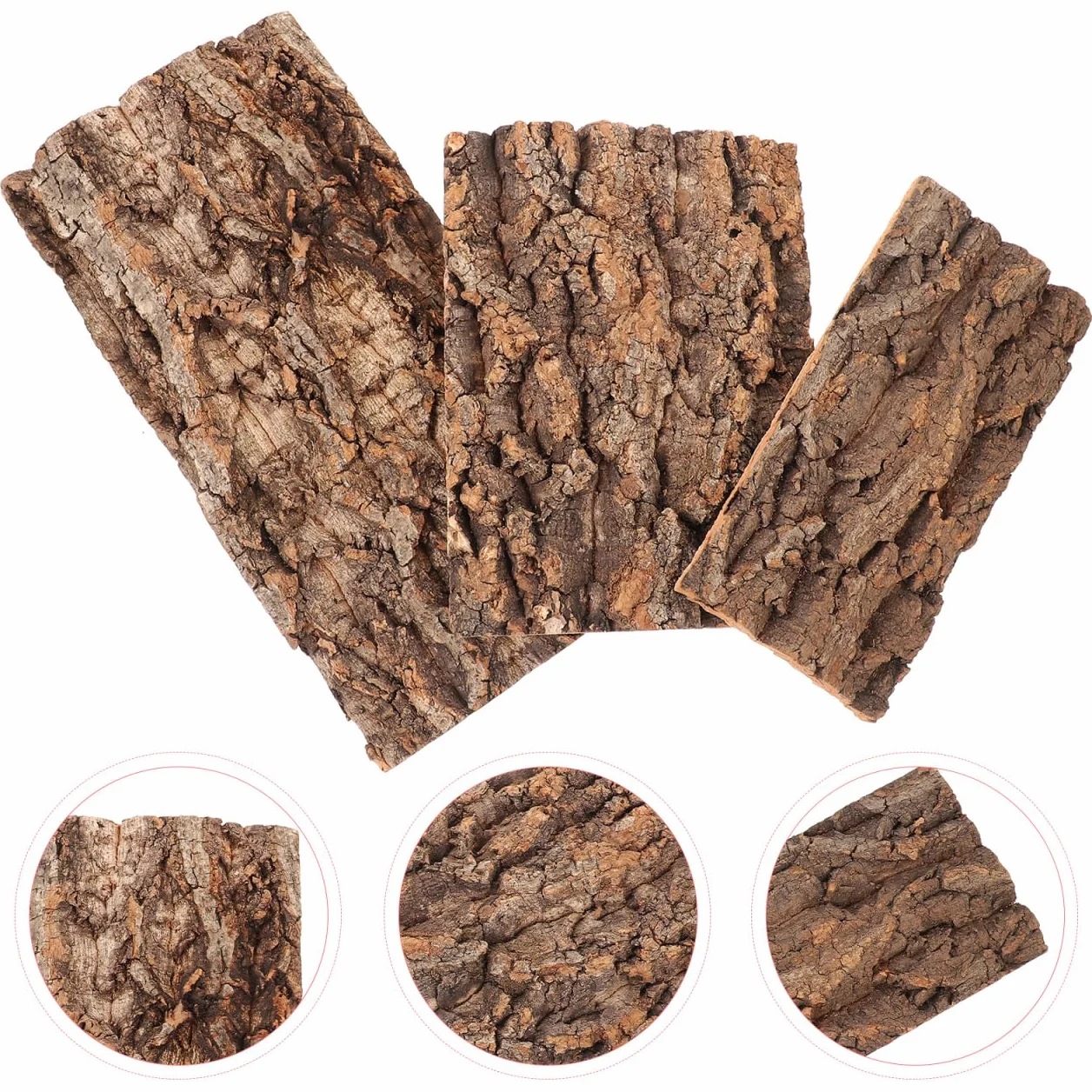POPETPOP 3 Pezzi Corteccia di Sughero Naturale per Terrario, Sfondo per Rettili, Decorazione per Acquario e Vivario, Kit Varie Dimensioni per Drago Barbuto e Geco