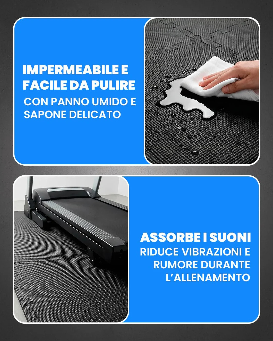 Tappeto da Fitness a Puzzle 12 Pezzi Tatami Antiscivolo Pavimento Protettivo Incastro Palestra Schiuma EVA 30x30x1 cm Nero