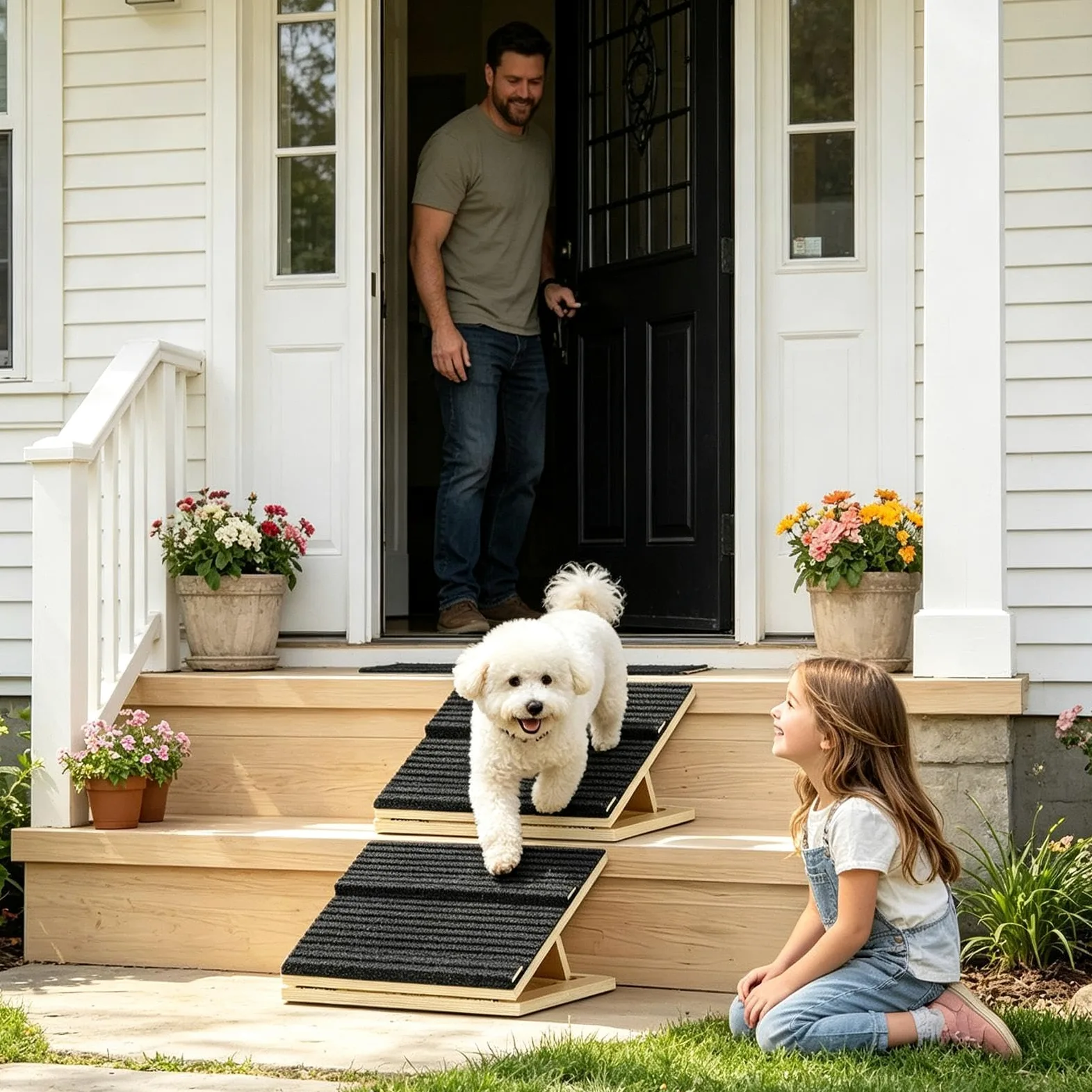 Rampa Per Cani Da Scale Scalini Regolabili Antiscivolo In Legno Per | Rampa Per Cuccioli Da Divano Per Proprietari Di Animali Ufficio In Casa Appartamento Comodino Soggiorno Camera