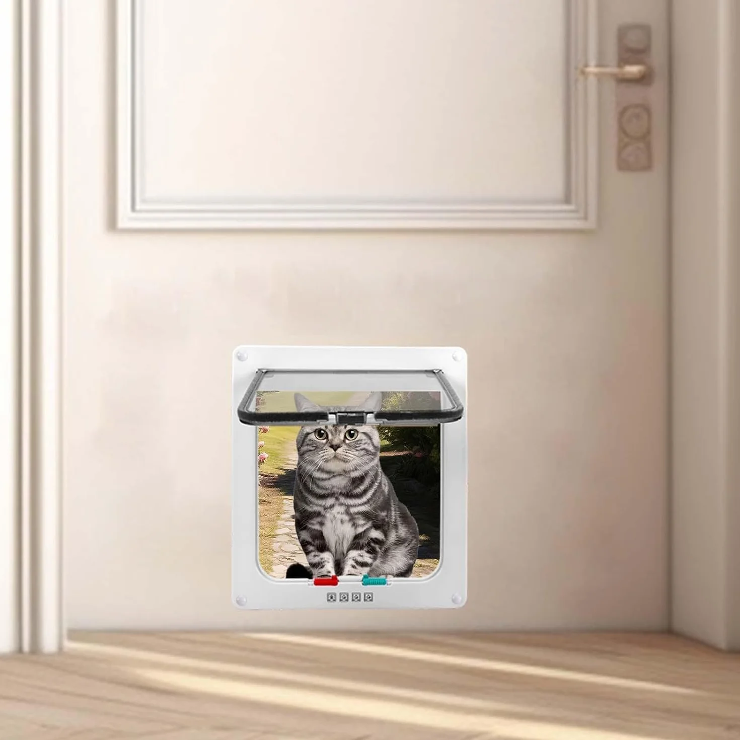Sportello per Gatti e Cani, Porta per Animali Domestici 4 Vie 25x23.5x5.5cm