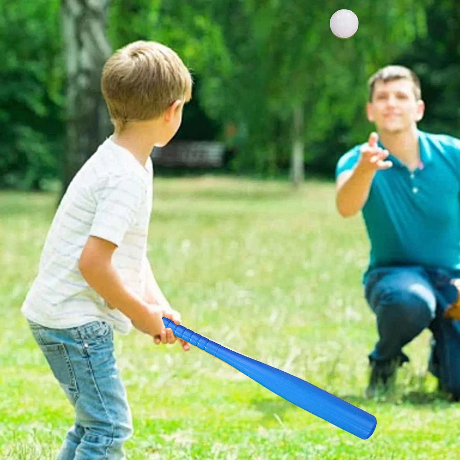 Mazza da Baseball per Bambini 17 Pollici Set Plastica Giocattoli Leggeri Sport Interni Esterni