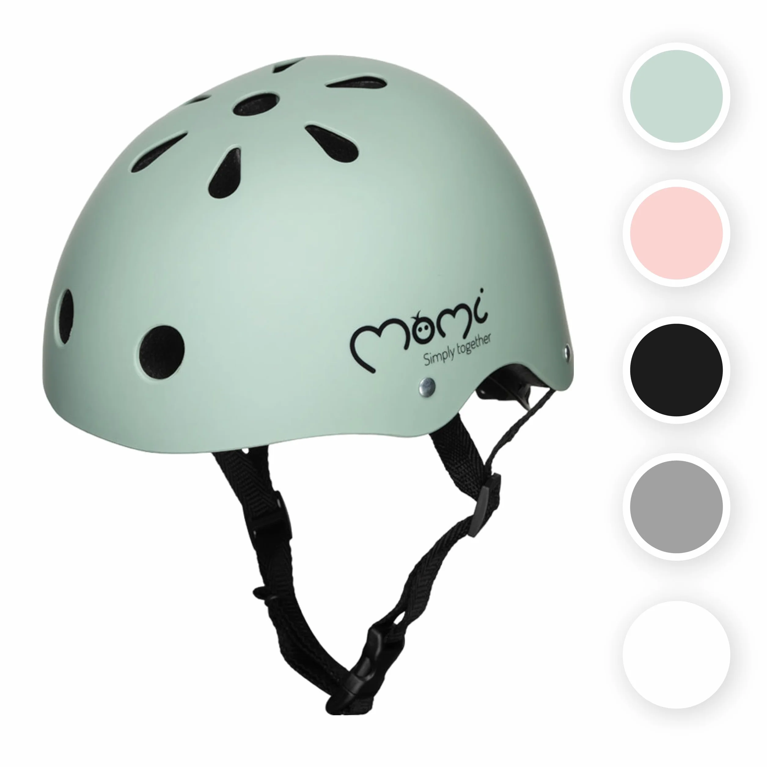 MoMi MIMI Casco per bambini regolabile, circonferenza testa 48-55 cm (1-4 anni), casco da bicicletta per bambini resistente agli urti e agli impatti, 11 prese d'aria, imbottitura in schiuma