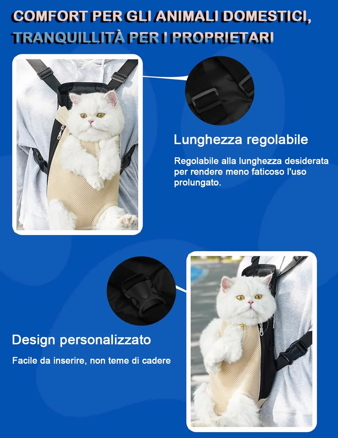 Zaino Pettorale Per Animali Domestici, Zaino Porta Cani Traspirante Portatile Per Animali Domestici Accessori Per Animali Domestici Per Escursionismo Bici da Viaggio Moto(M-beige)
