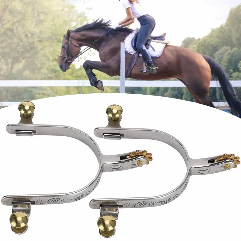 Cyrank Speroni da Cowboy da 2 Pezzi, Speroni in Argento per Stivali da Uomo E da Donna, Speroni per Addestramento di Cavalli, Dressage Agricolo