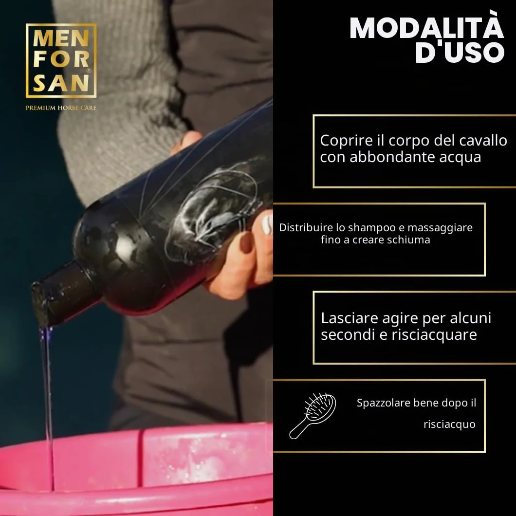 MENFORSAN Shampoo alla biotina per cavalli, 1L | BIO - Vegan friendly - 100% naturale | PREMIUM HORSE CARE