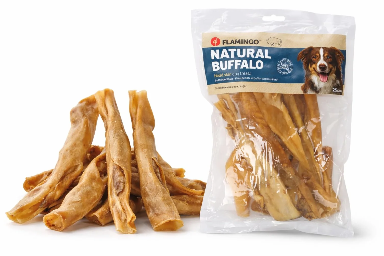 snack per cani - bastoncini per cani - pelle di testa di bufalo 25cm 400g - snack naturale - senza glutine - senza additivi