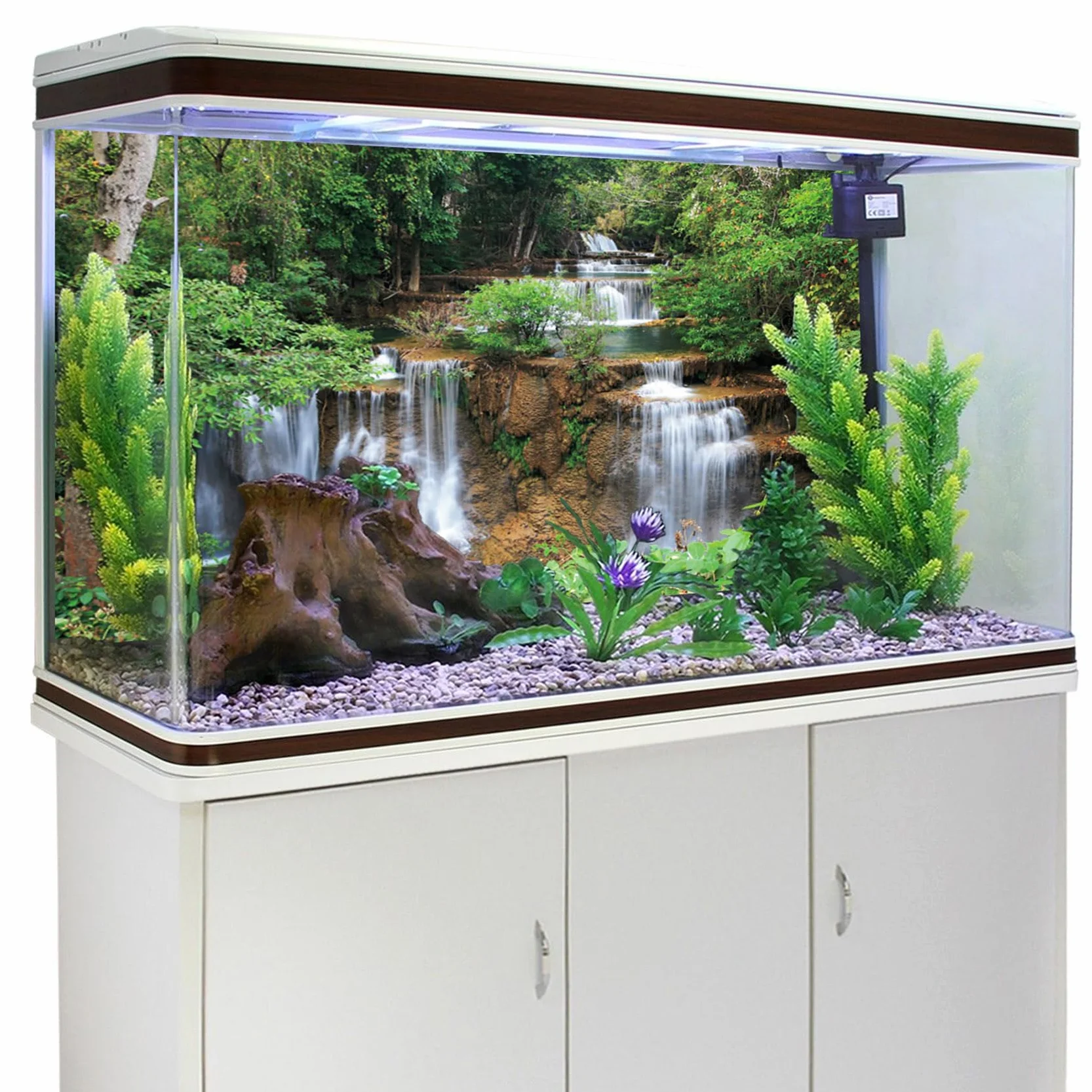 120x46cm Cascata Terrario Sfondo Foresta pluviale Acquario Sfondo Piante Tropicali Albero Verde Rettile Habitat Sfondo Vinile Durevole Sfondo