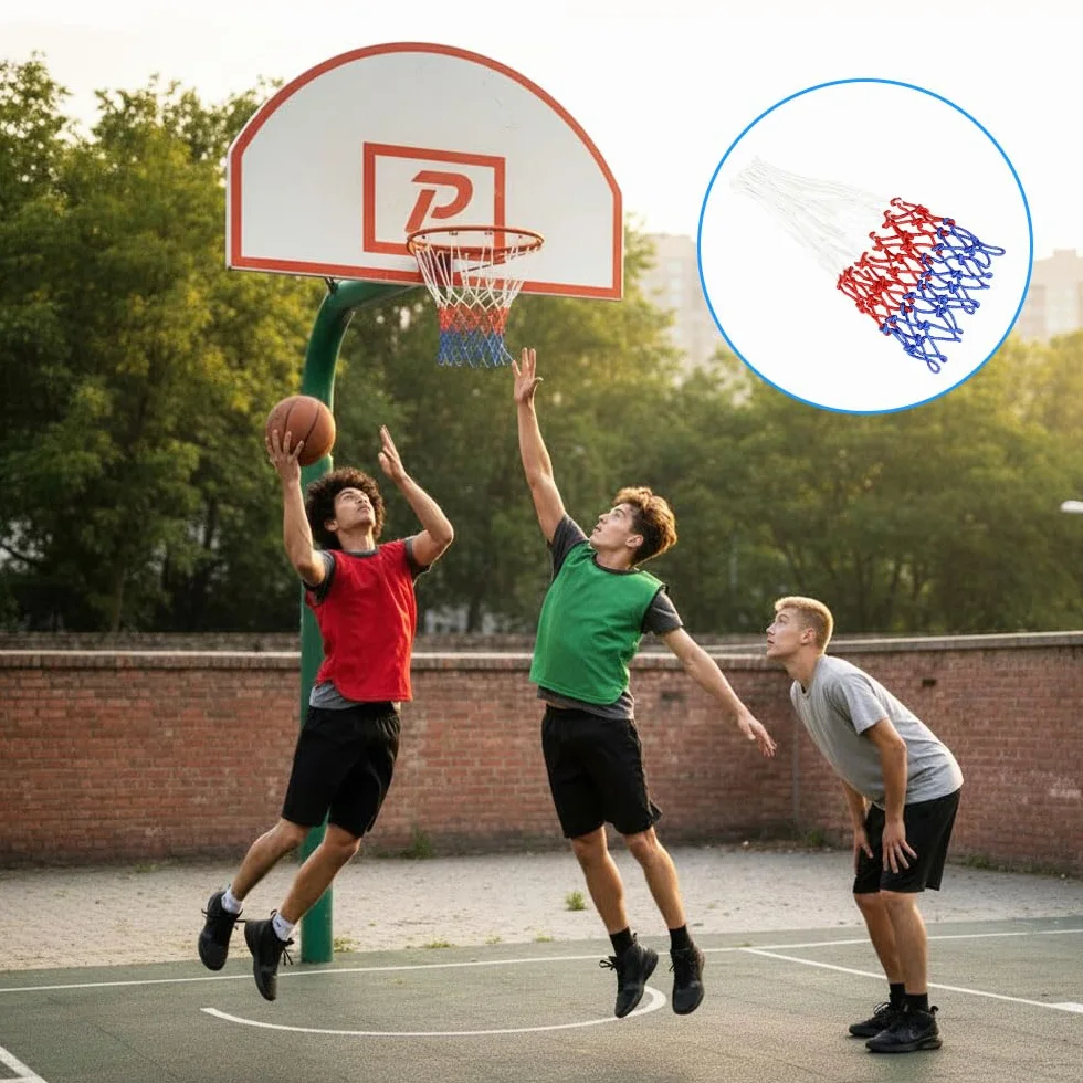 Rete Canestro Basket Esterno Nylon HMCEY,Portable Basketball Net Ricambio per Bambini Sport Scuola