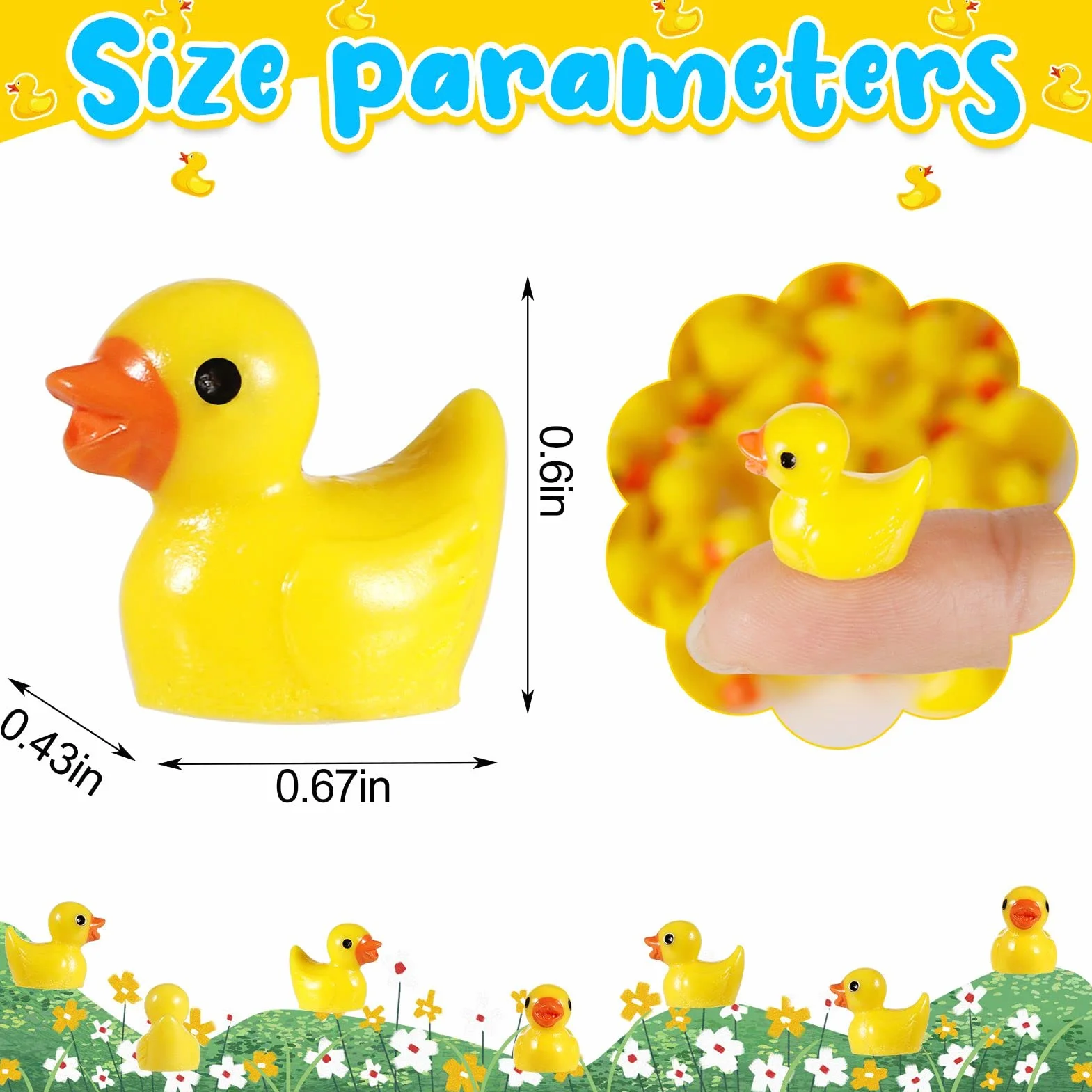 Fanshiontide Mini Anatre, 100 Pezzi, Statuette in Resina, Piccole Anatre, Decorazione per Acquario, Giardino in Miniatura, Fai da Te, Micro Decorazioni per Paesaggi (Giallo)