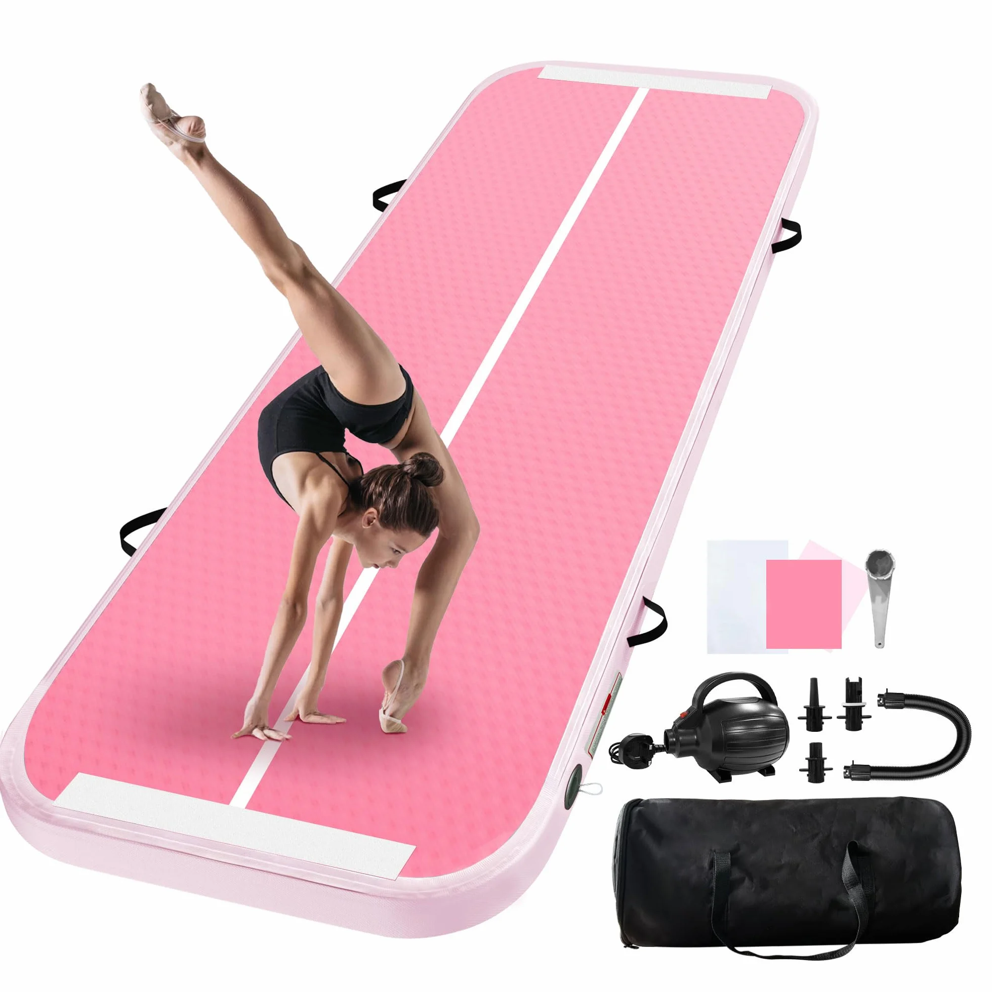 Tapis de Gymnastique Air Tumble Track, Tapis de Gymnastique Gonflable pour Tumbling 6,6ft 10ft 13ft 16ft 20ft/10cm Air Tumble Track, Pour Usage Familial/Yoga/Eau/Danse