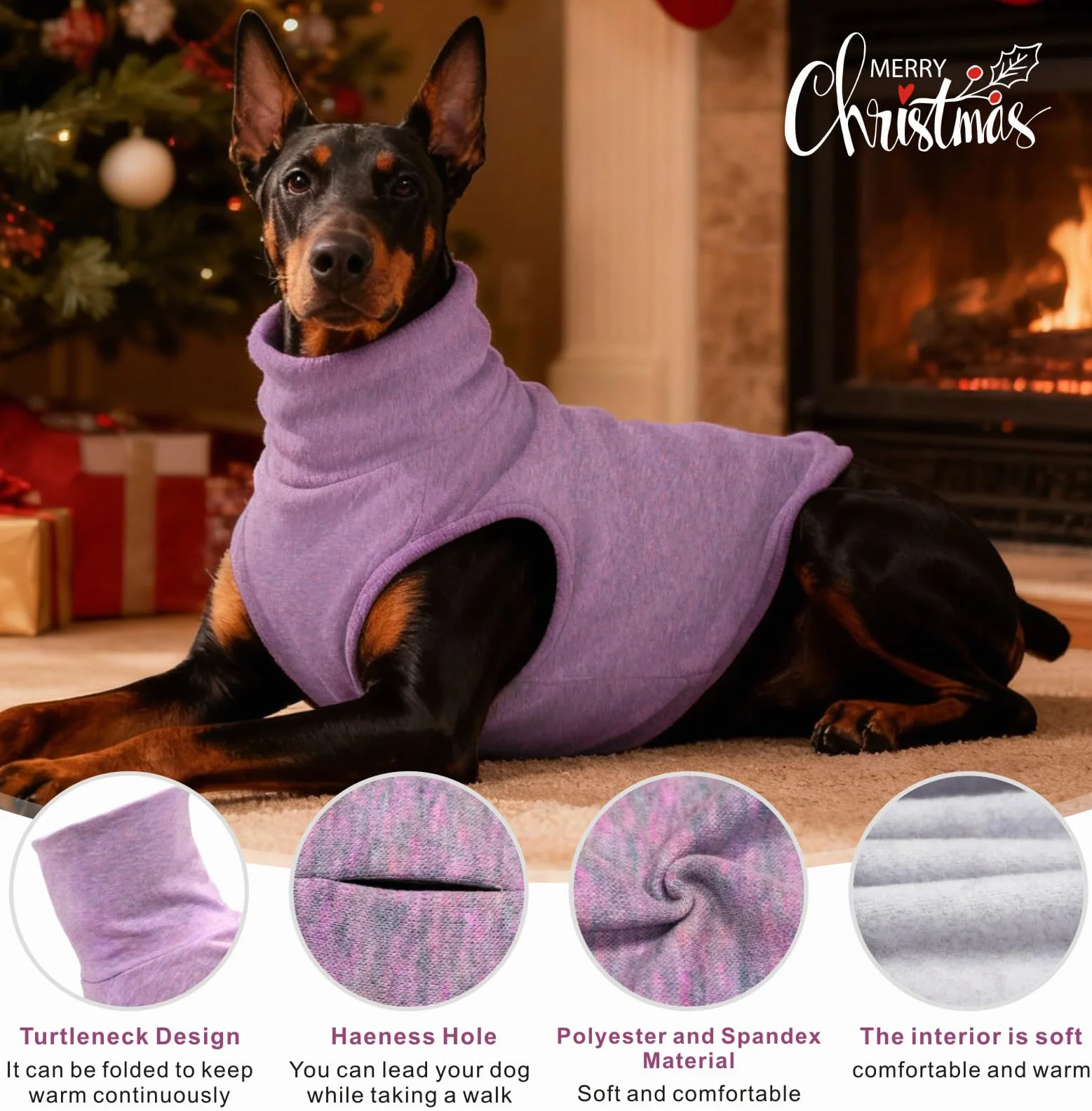 Felpe per Cani con Cappuccio Maglione Caldo per Animali Domestici XS-4XL Violetta