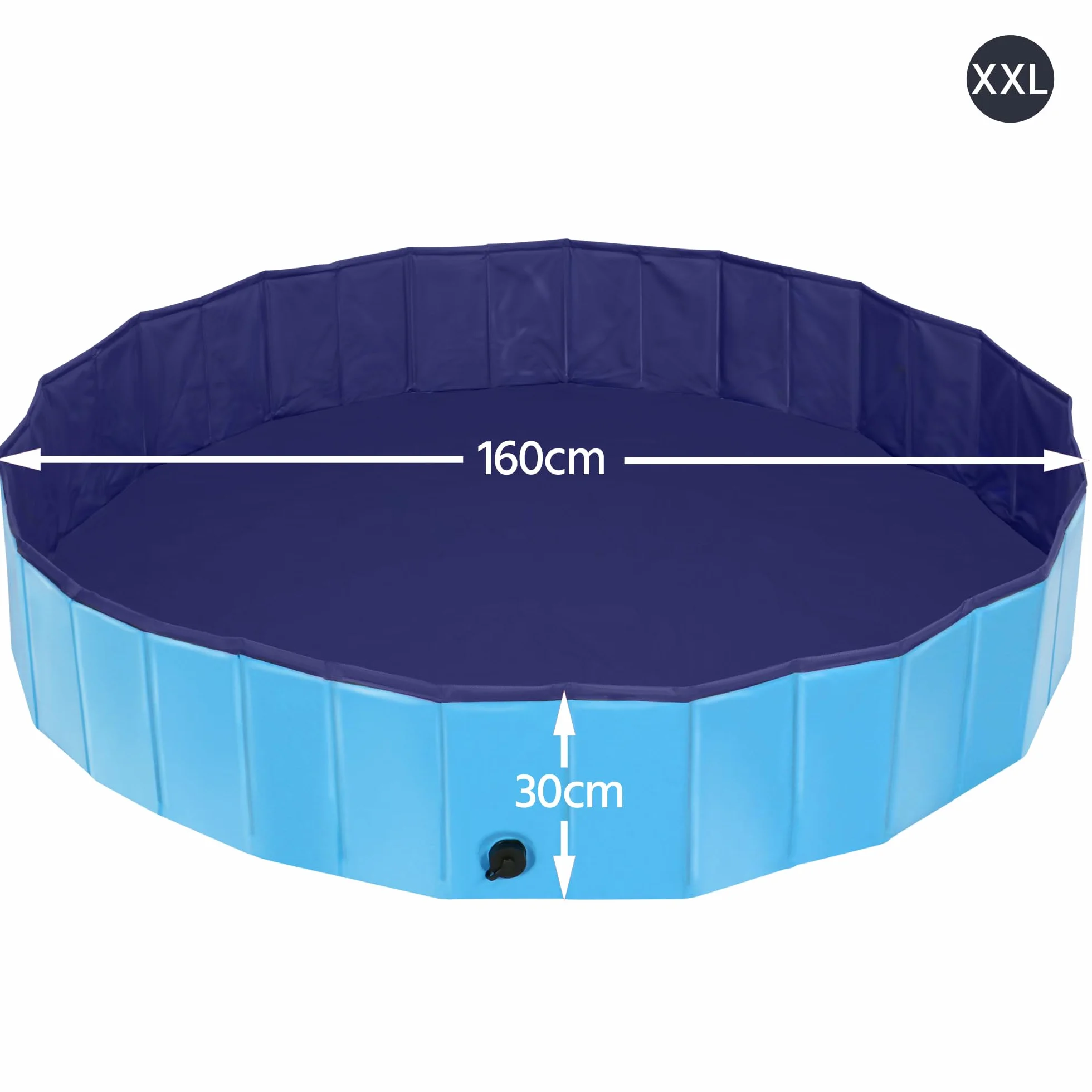 Yaheetech Piscina per Cani Gatti Pieghevole, Vasca da Bagno in PVC, Piscinetta per Animali Domestici, Rigida Portatile Antiscivolo all'Aperto Interno Giardino XXL 160 x 30 cm Blu