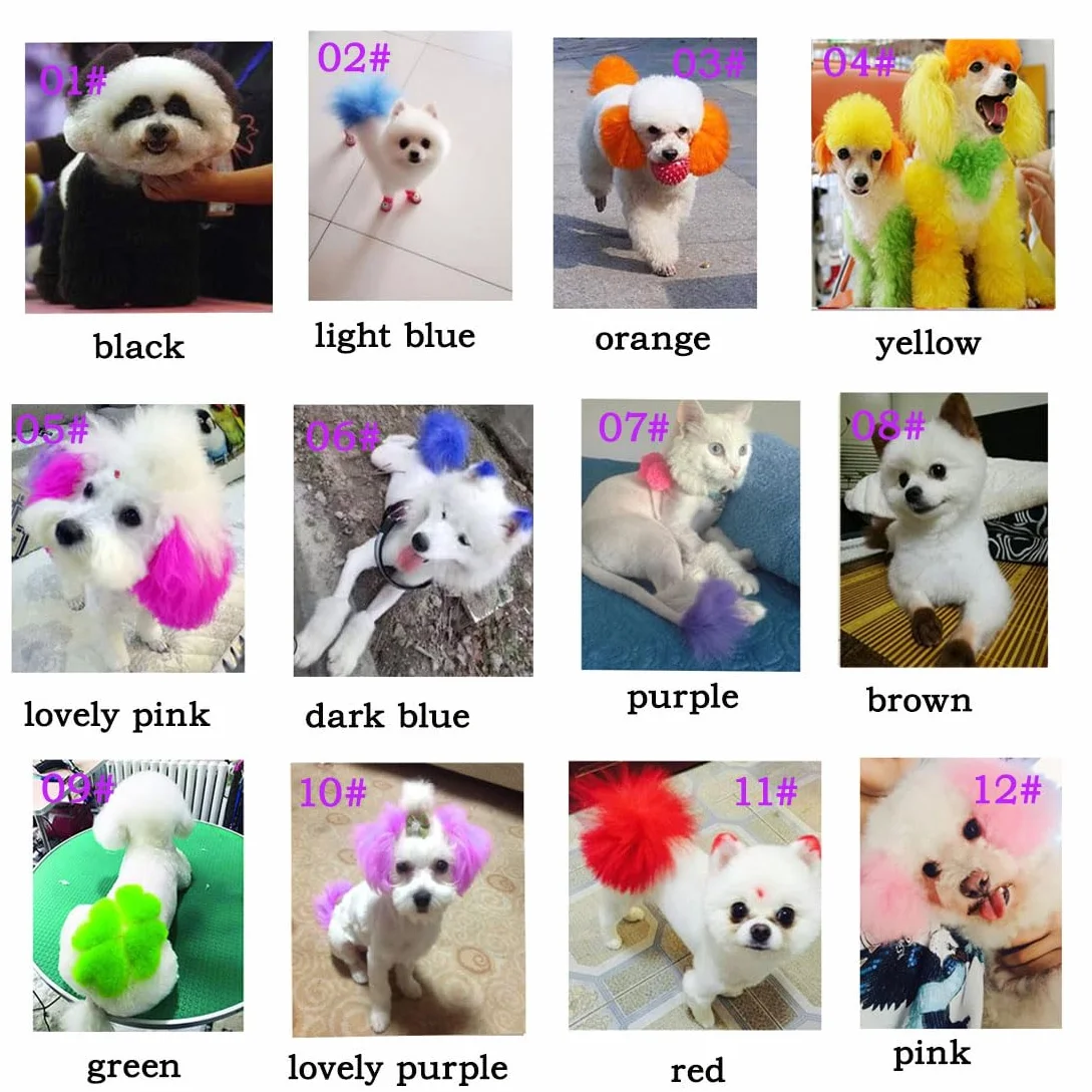 Pet Colorante per Pelo, Tintura Professionale per Animali con Fragranza alla Frutta, 12 Colori Vibranti, Formula Delicata e Duratura, per Cani e Gatti (01# black)