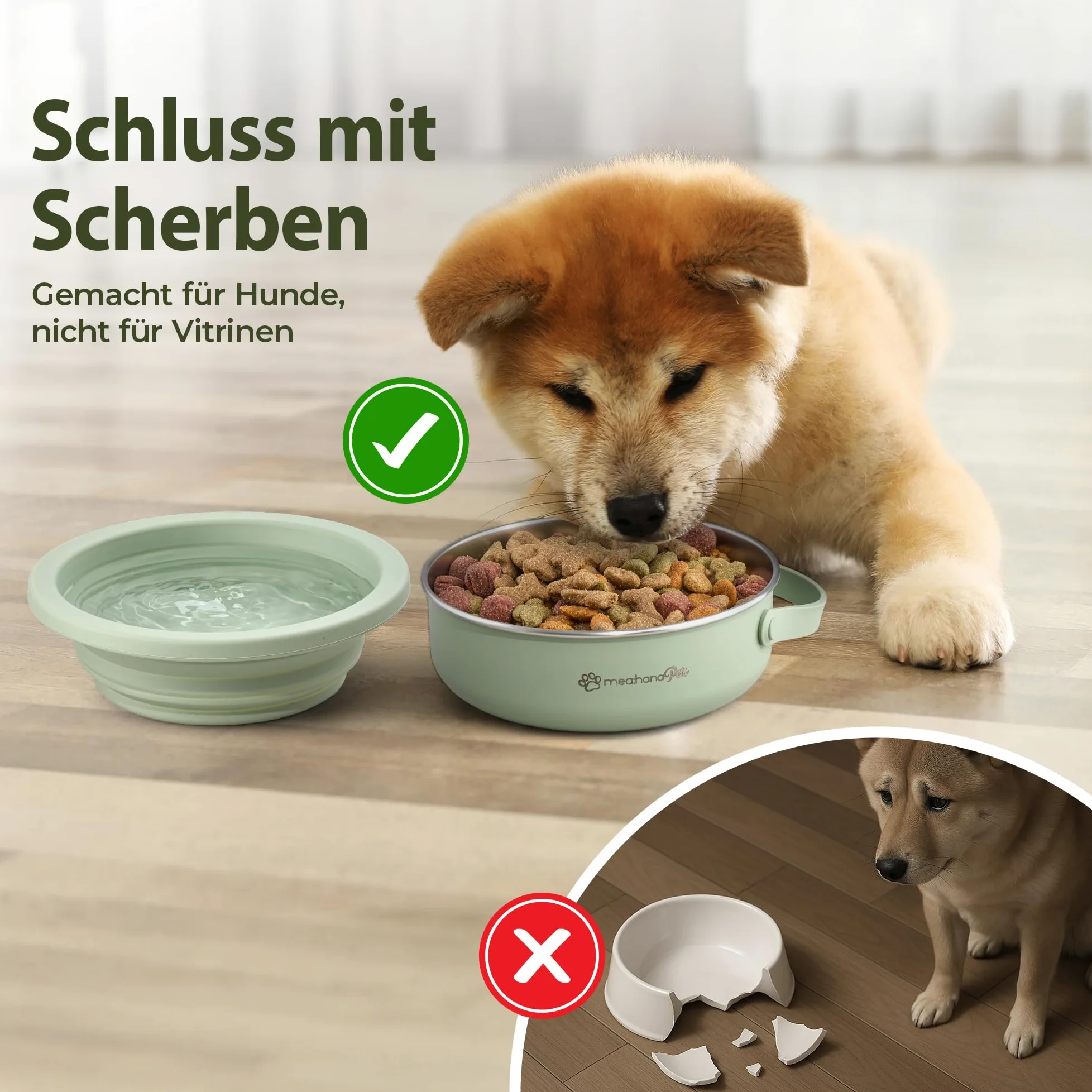 Pets - Ciotola per cibo da viaggio, 900 ml, con coperchio, ideale per viaggi, esterni, in acciaio inox, con coperchio pieghevole in silicone, accessorio per cani, robusta, compatta, igienica