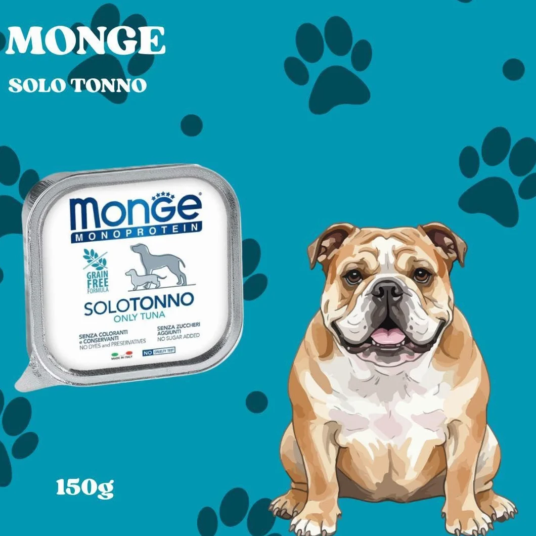 Monge Monoprotein umido cane gusto SOLO TONNO formula grainfree | 12 vaschette da 150 grammi l'una.
