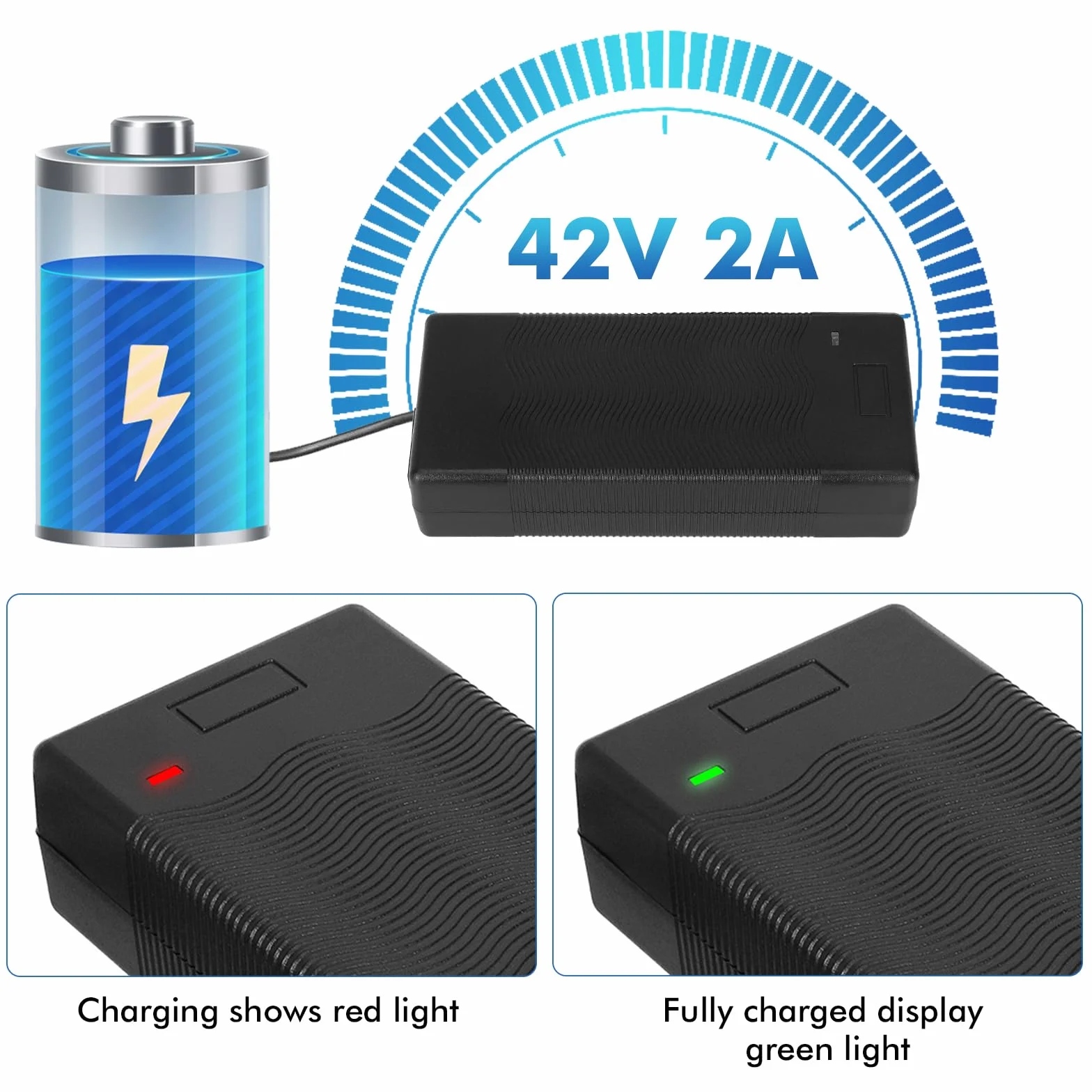 Caricatore Universale 42V 2A per Scooter Elettrico, Hoverboard, Xiaomi Ninebot con 6 Connettori