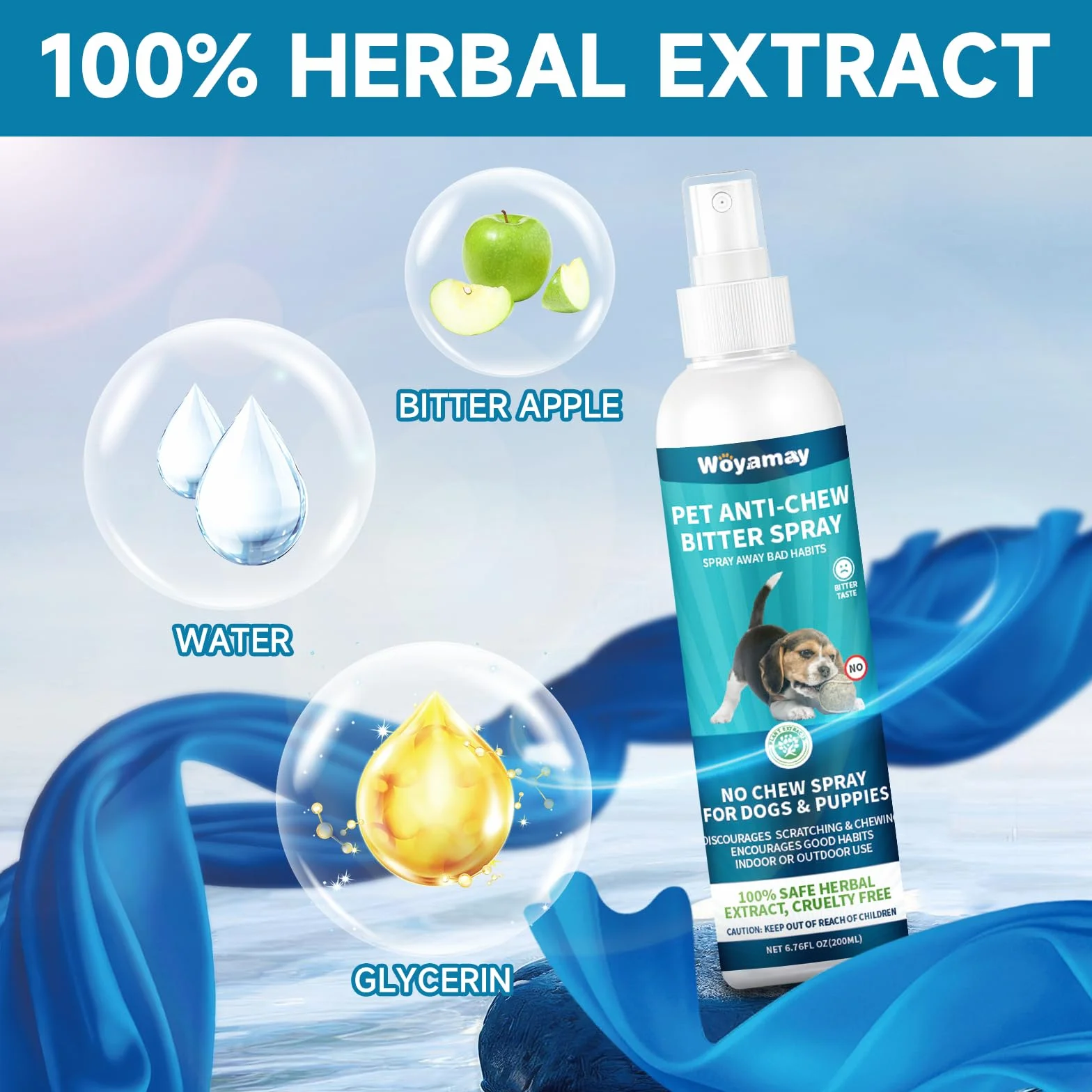 Woyamay Disabituante per Cani Spray, 200ml Repellente per Cani, Dissuasore per Cani, Cani Spray Amaro Spray, Spray Addestrativo Disabituante Gatti, Previene la Masticazione e la Leccatura di Mobili