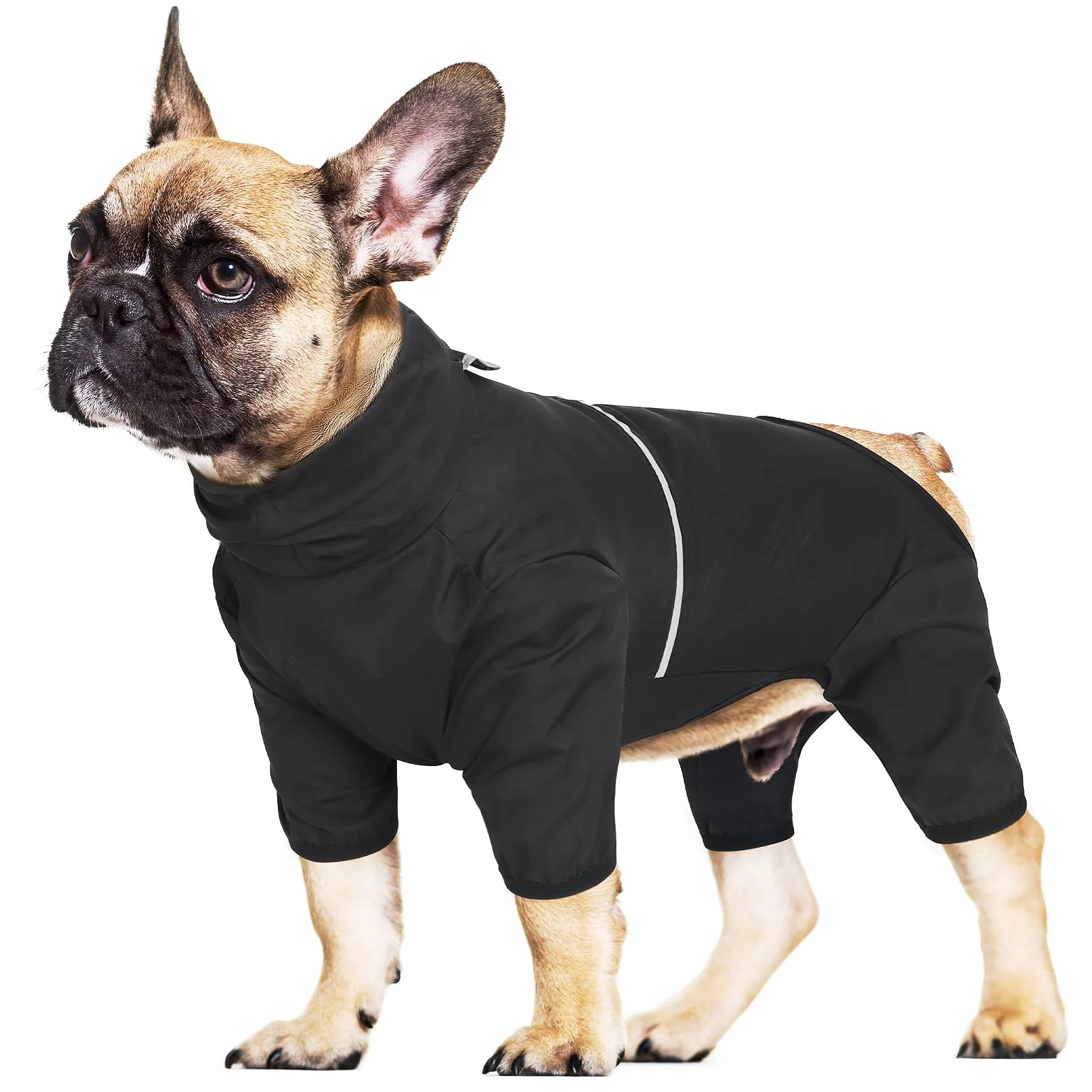 KoKoBin Impermeabile per cani riflettente per cani con cappuccio Impermeabile a quattro zampe Super leggera e traspirante Impermeabile Cane Giacca di taglia media e grande (Nero, 3XL)