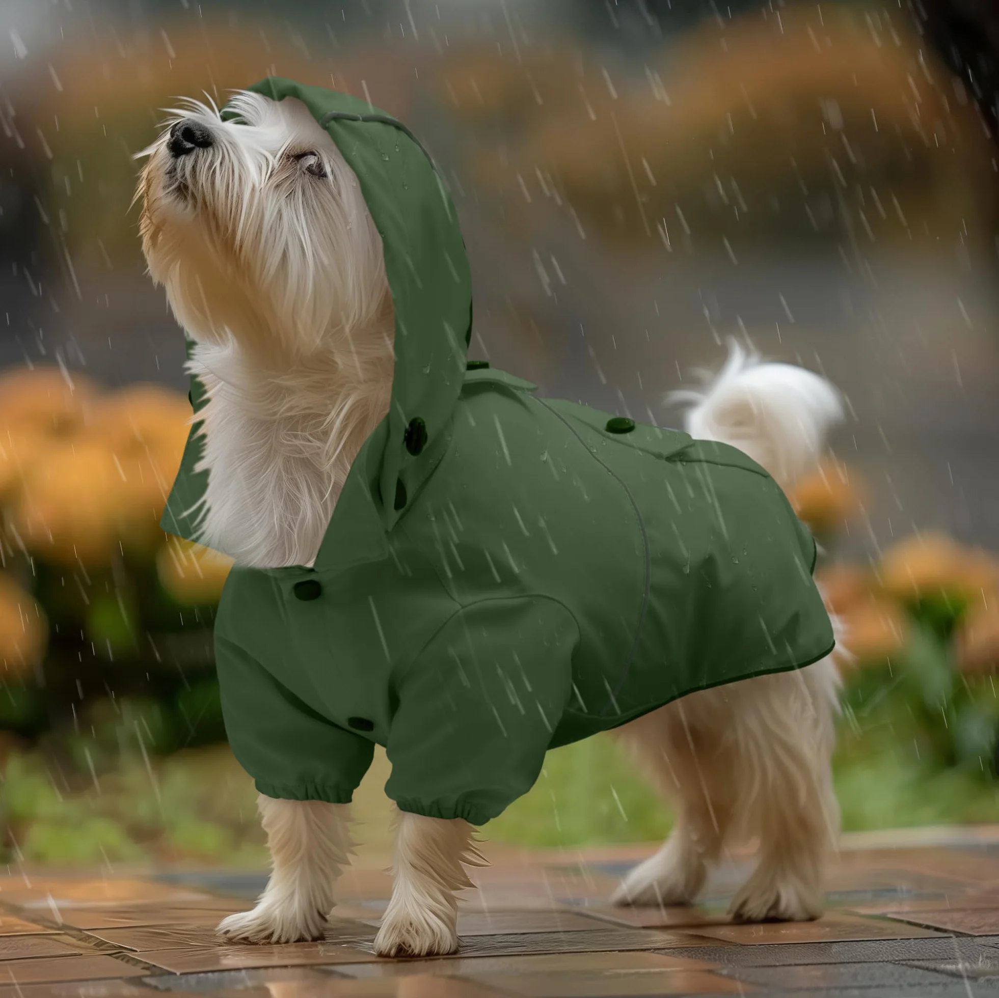 Navaris Cappotto Impermeabile Cane Taglia Grande - Mantellina Pioggia - Mantella Antipioggia con Cappuccio Rimovibile - Impermeabili per Cani - Kway Cane - Misura L - Giallo