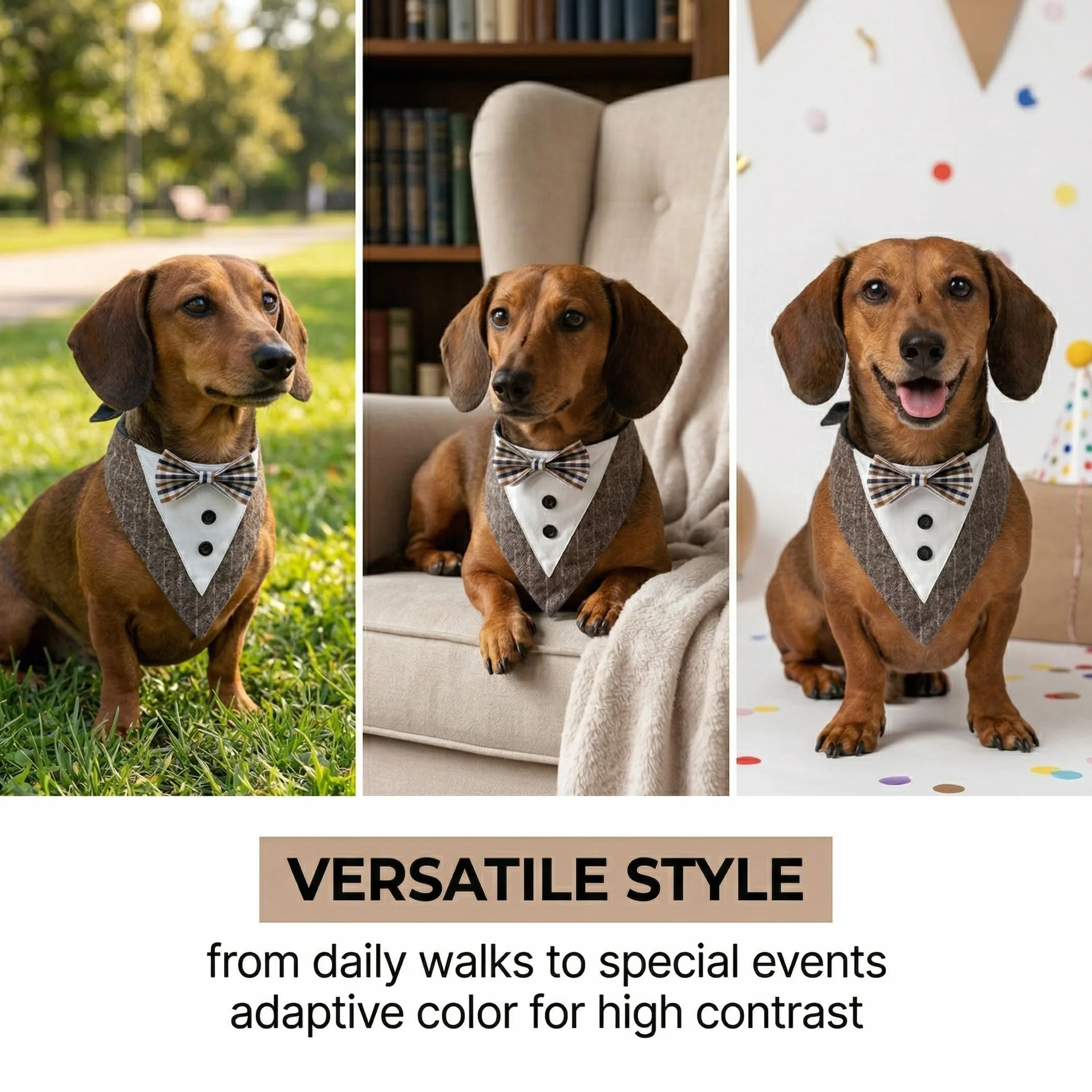 Bandana Cane Regolabile Papillon Collare Vestito Cerimonia per Cani Piccolo Medio Taglia Grande Decorazioni Matrimonio Compleanno Festa