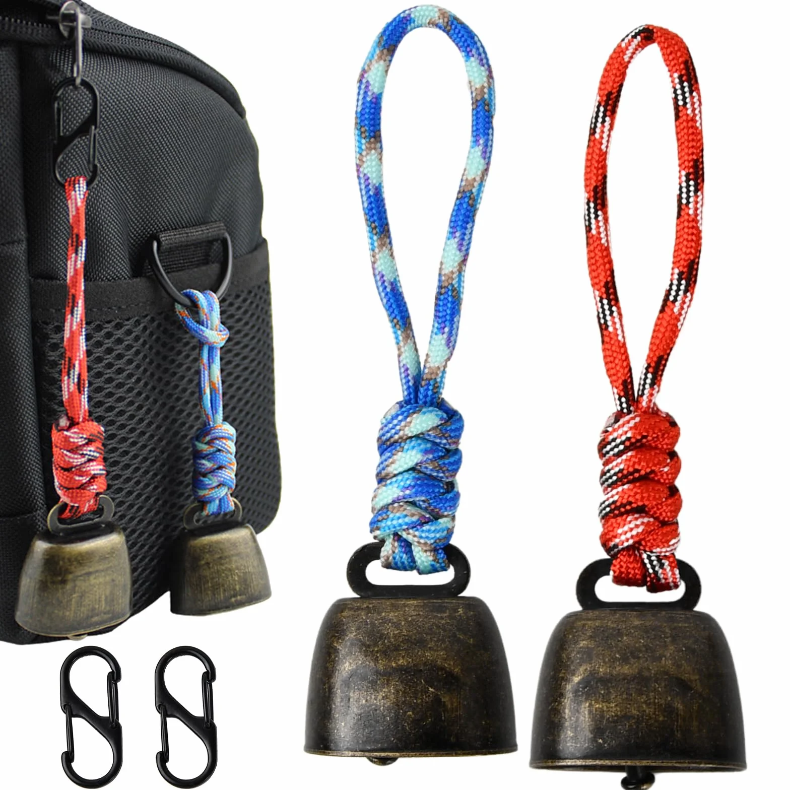 Set di 2 Campanelli Anti Orso, Campanella a Mano in Metallo, Campanaccio Vintage per Mucca, Fischietto per Cani, Allarme di Sicurezza, Decorazione Elegante e Accessorio Multifunzione