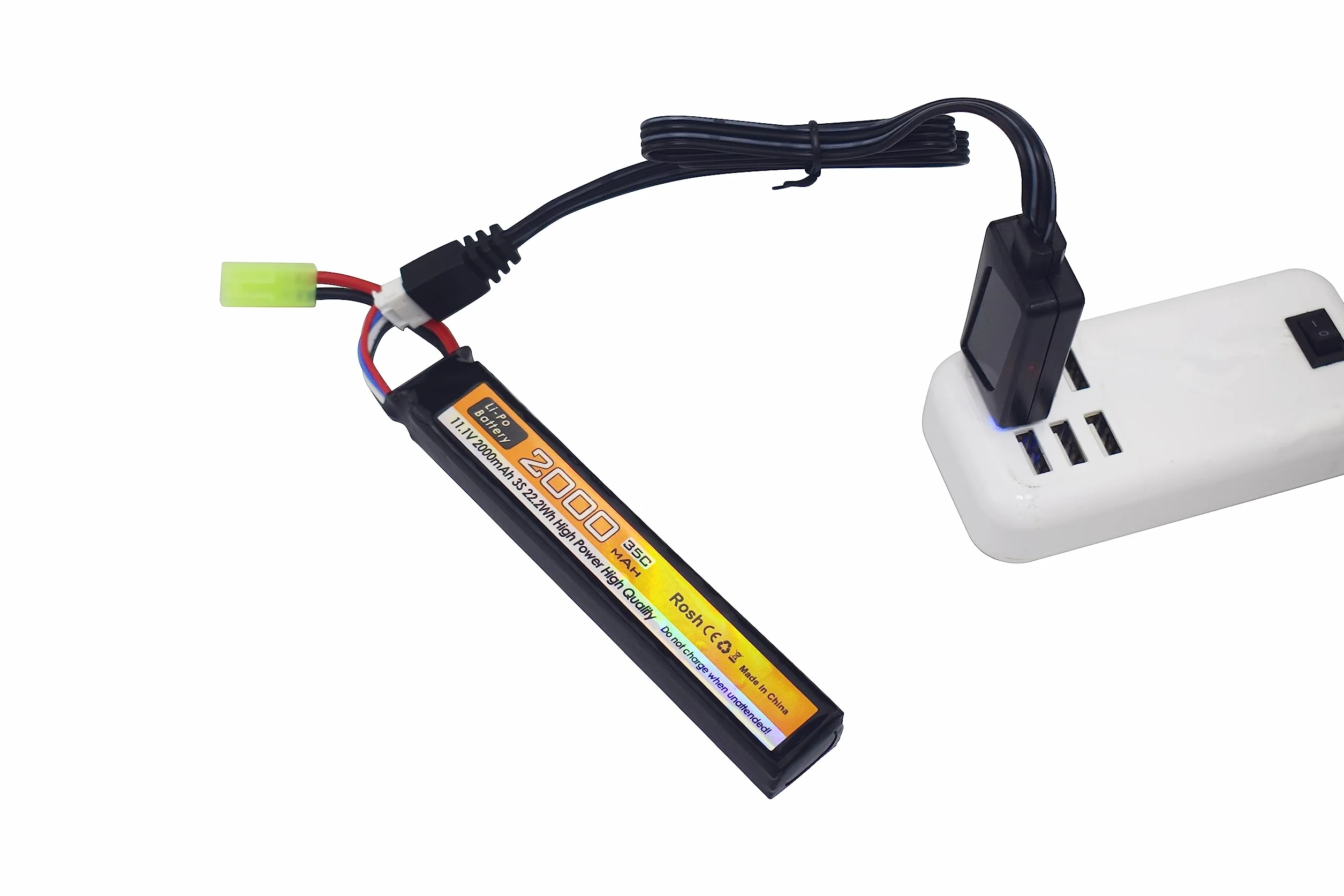 2PCS 11.1V 35C 2000mAh batteria agli ioni di litio Odamiya spina con cavo di ricarica USB per Airsoft modello pistola fucile RC auto drone batteria