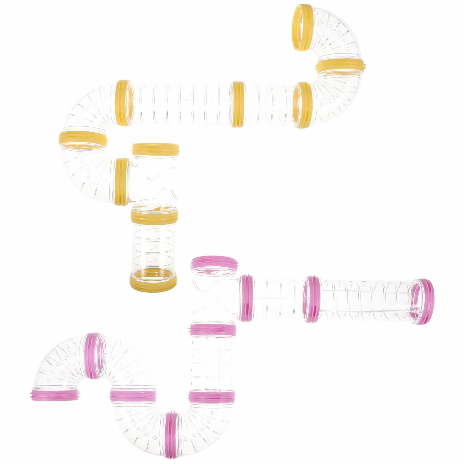 2 Set Tunnel Gioco per Criceti Trasparente Tubo Plastica Resistente per Furetto Topi e Piccoli Animali Kit Espandibile per Gabbie Facilmente Pulibile e Visibile